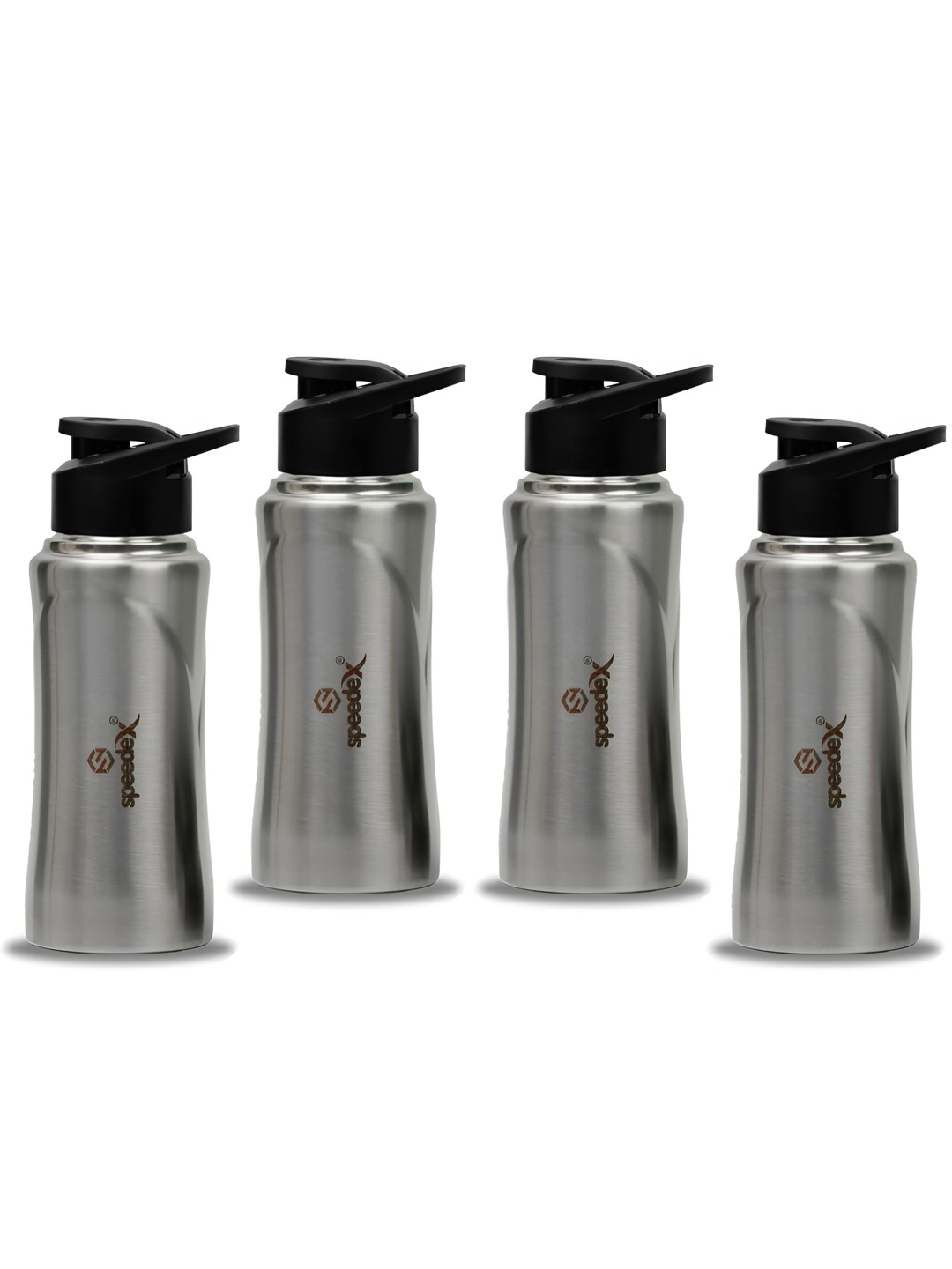 

Speedex Silver-Toned & Black 4 Pieces Stainless Steel Water Bottles 500ml