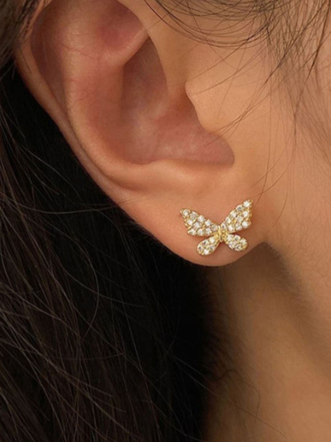 

SUBHAGALANKAR Butterfly Shaped Pearls Beadded Ear Cuff Earrings, Gold