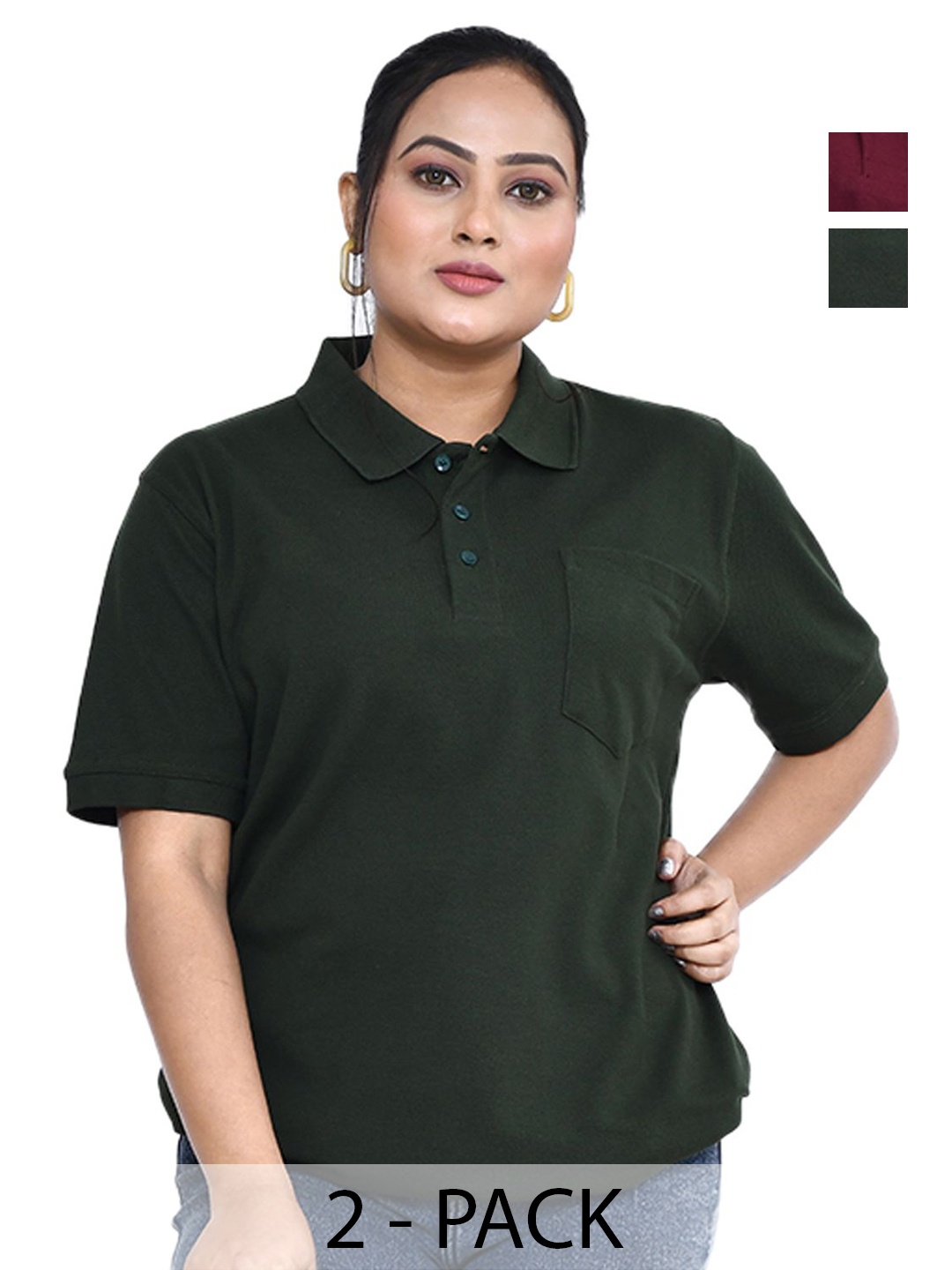 

RAPL Women 2 Polo Collar Pockets T-shirt, Multi
