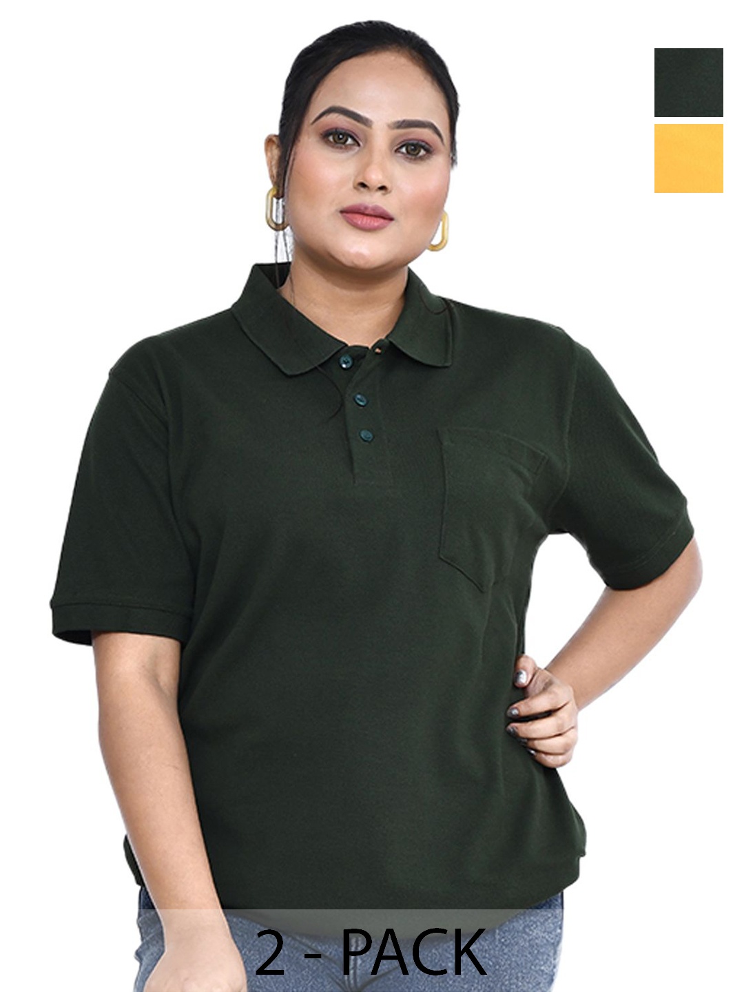 

RAPL Women 2 Polo Collar Applique T-shirt, Multi