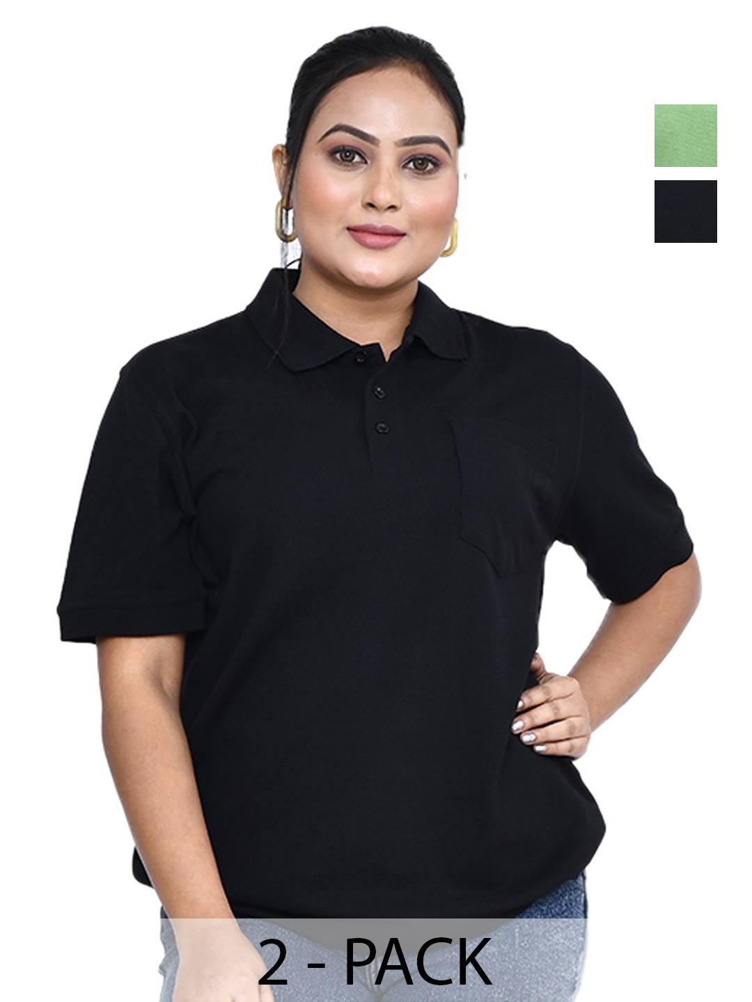 

RAPL Women 2 Polo Collar Pockets T-shirt, Multi