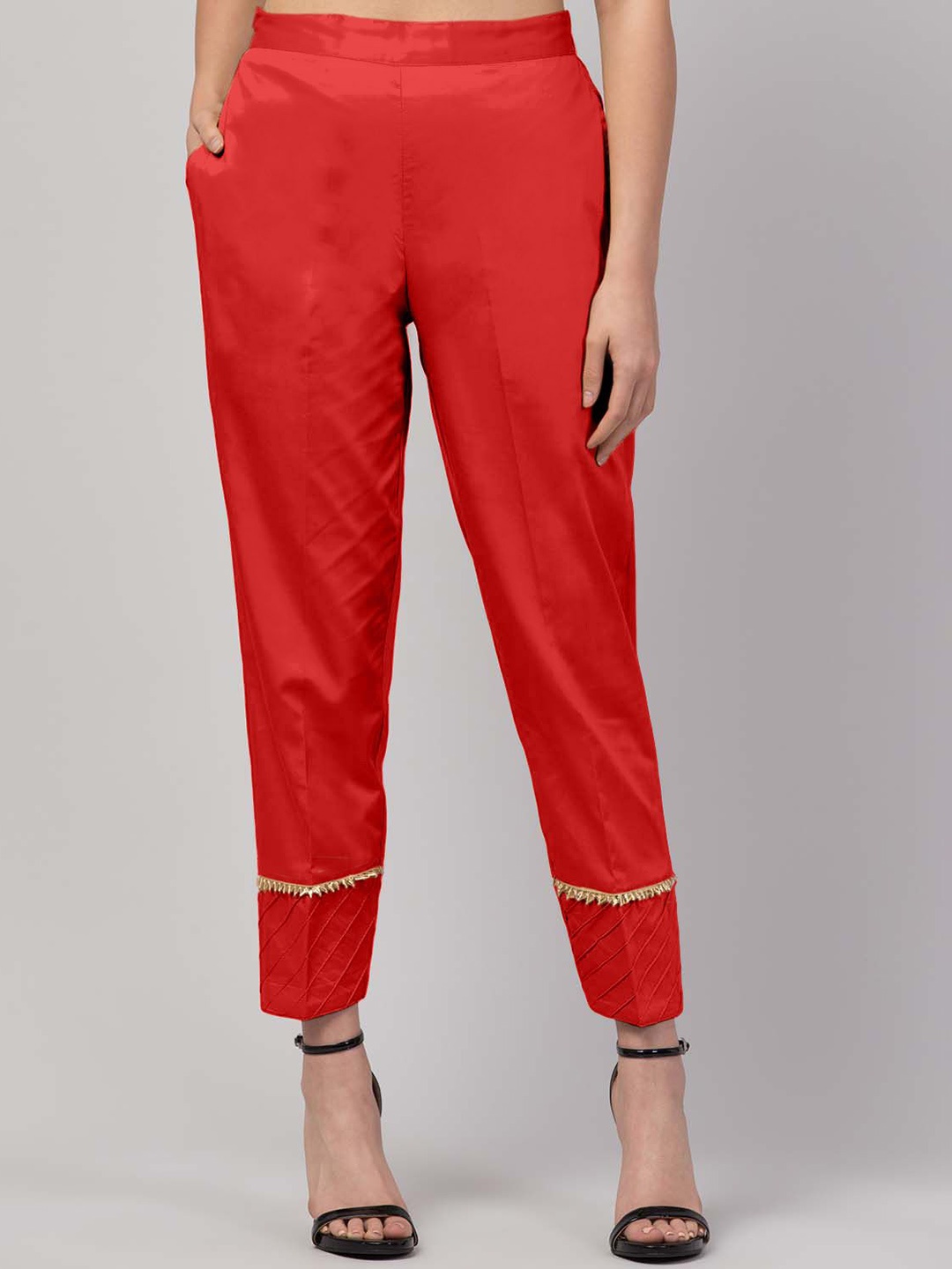 

FLOREOS Women Regular Fit Cotton Trouser, Red