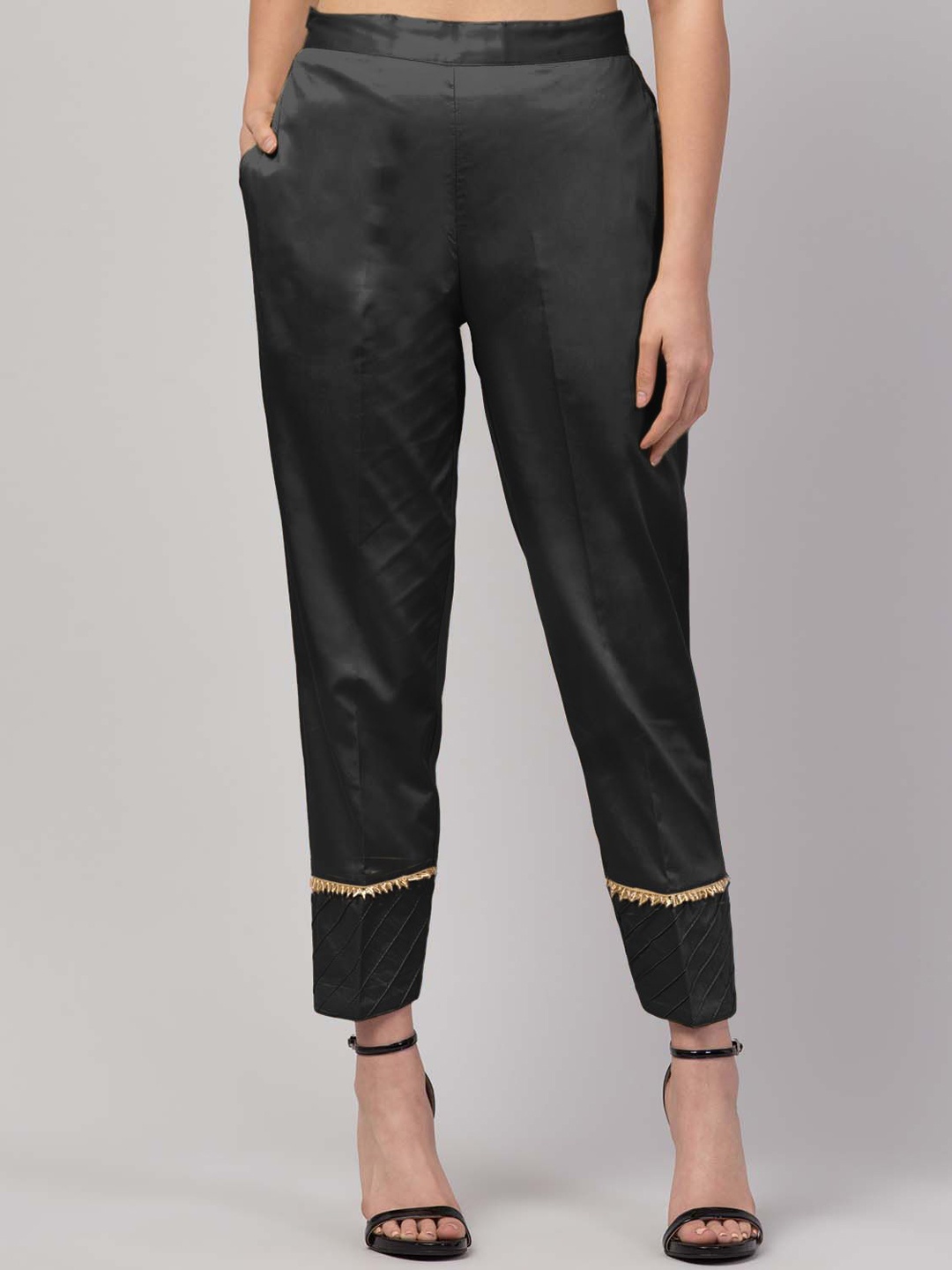 

FLOREOS Women Relaxed Easy Wash Trousers, Black