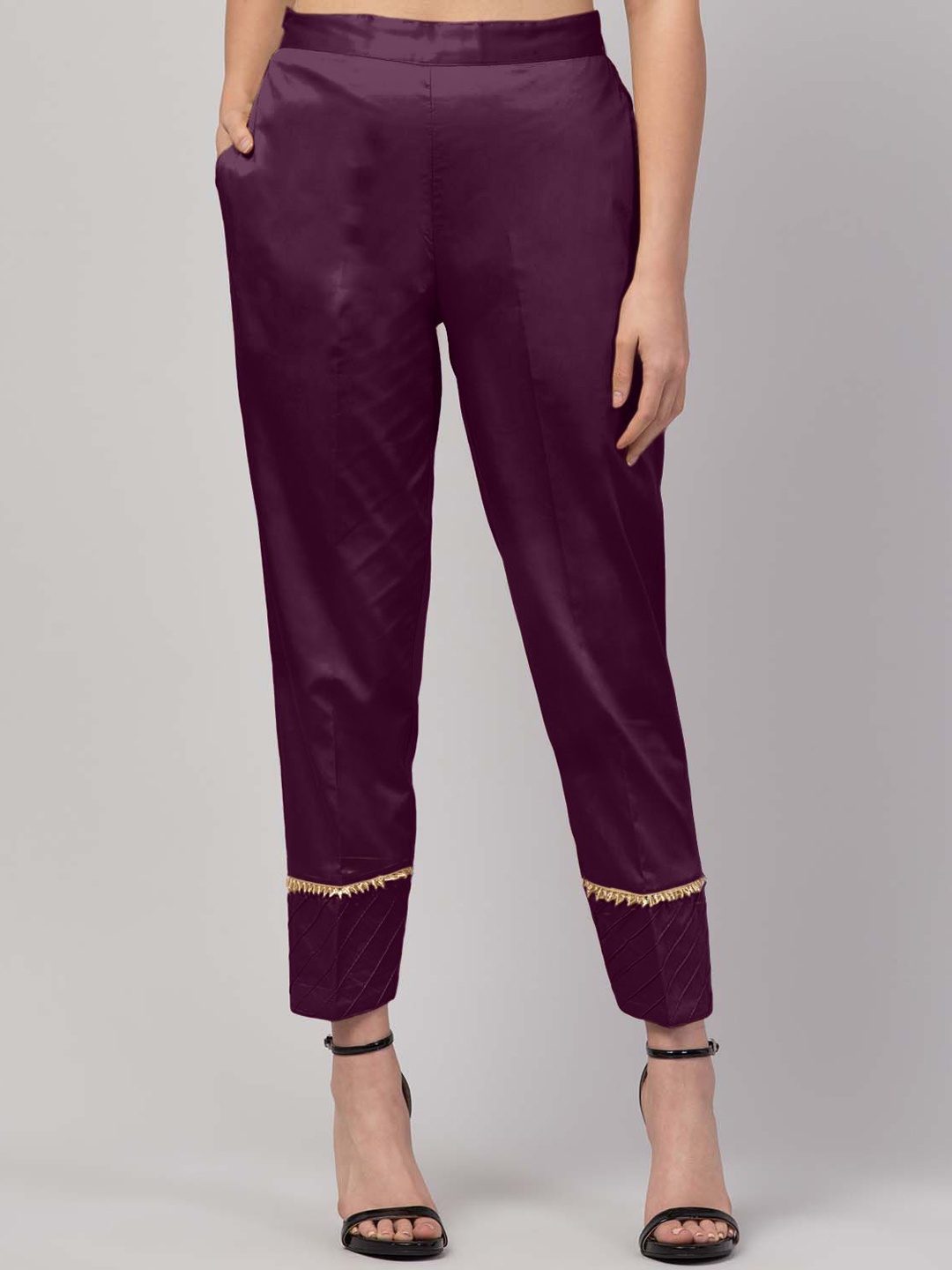 

FLOREOS Women Pure Cotton Relaxed Trouser, Purple