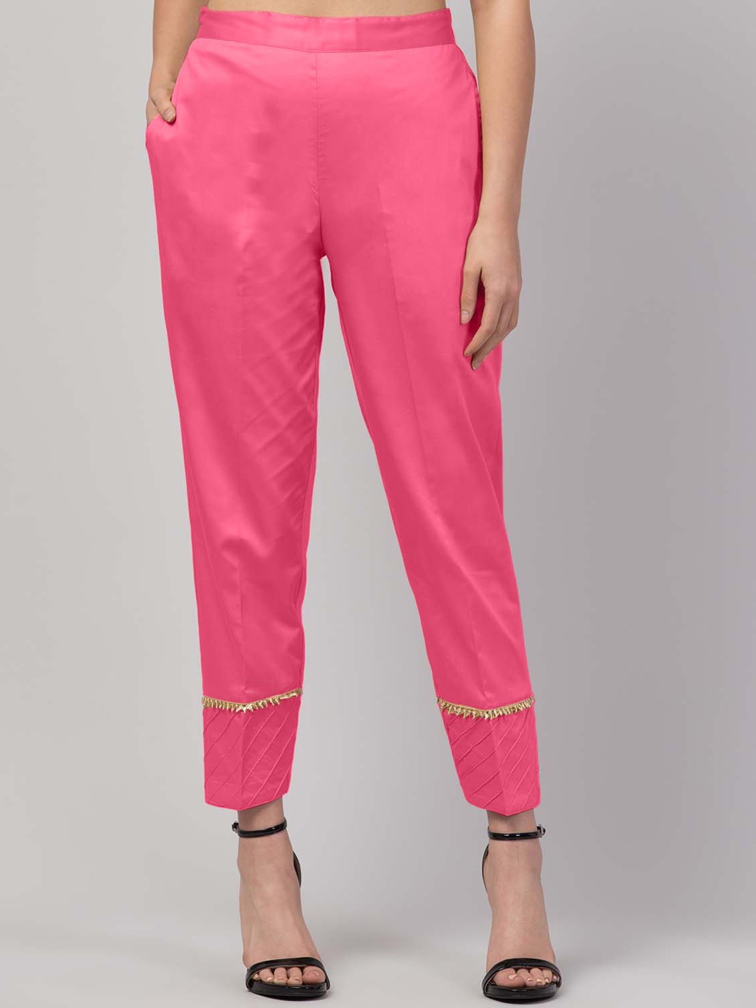 

FLOREOS Women Relaxed Easy Wash Regular Fit Trousers, Pink