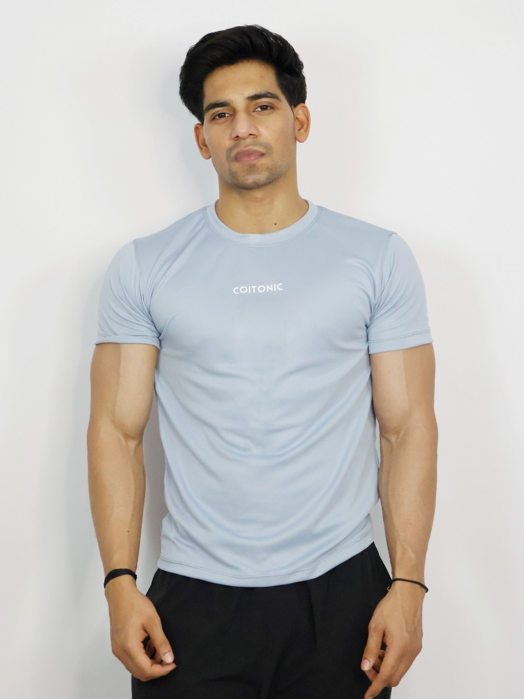 

Coitonic Men Typography Printed Round Neck Slim Fit T-shirt, Grey