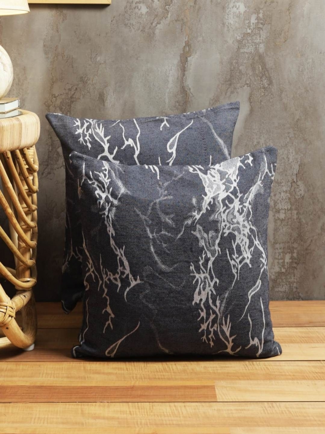 

Aura Black & Grey 2 Pieces Abstract Printed Square Cushion Covers