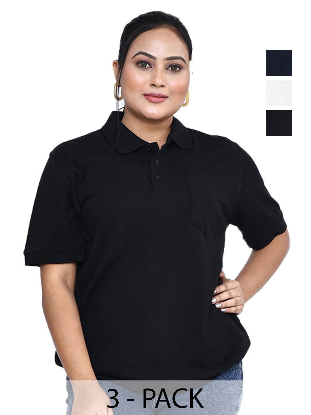 

RAPL Women 3 Polo Collar Pockets T-shirt, Multi