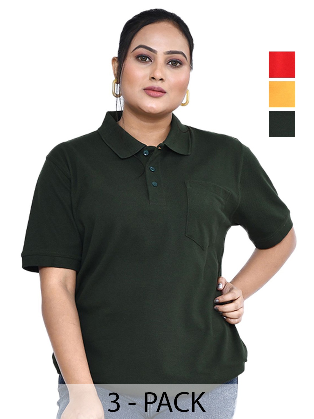 

RAPL Women 3 Polo Collar Pockets T-shirt, Multi
