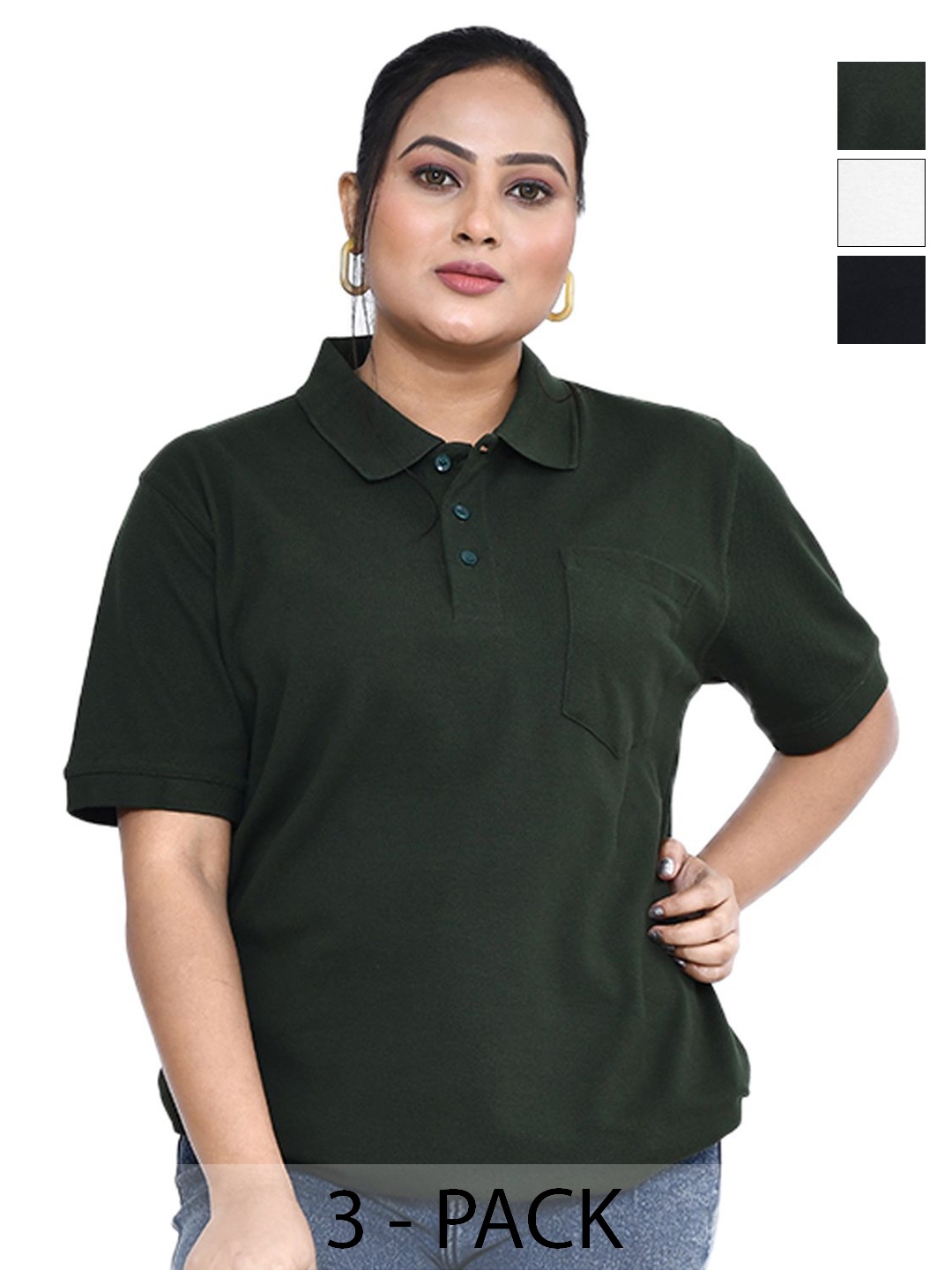 

RAPL Women 3 Polo Collar Pockets T-shirt, Multi