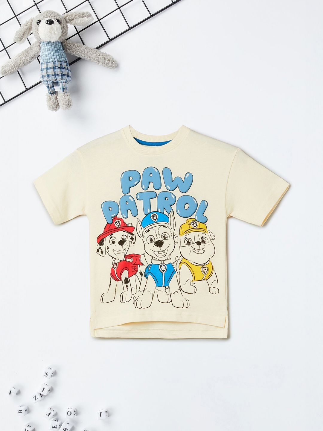 

max Boys Paw Patrol Graphic Printed Round Neck Cotton T-shirt, Beige