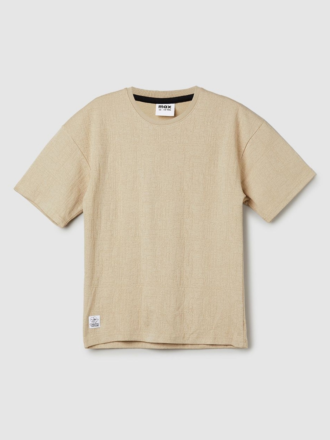 

max Boys Solid Round Neck Cotton T-shirt, Beige