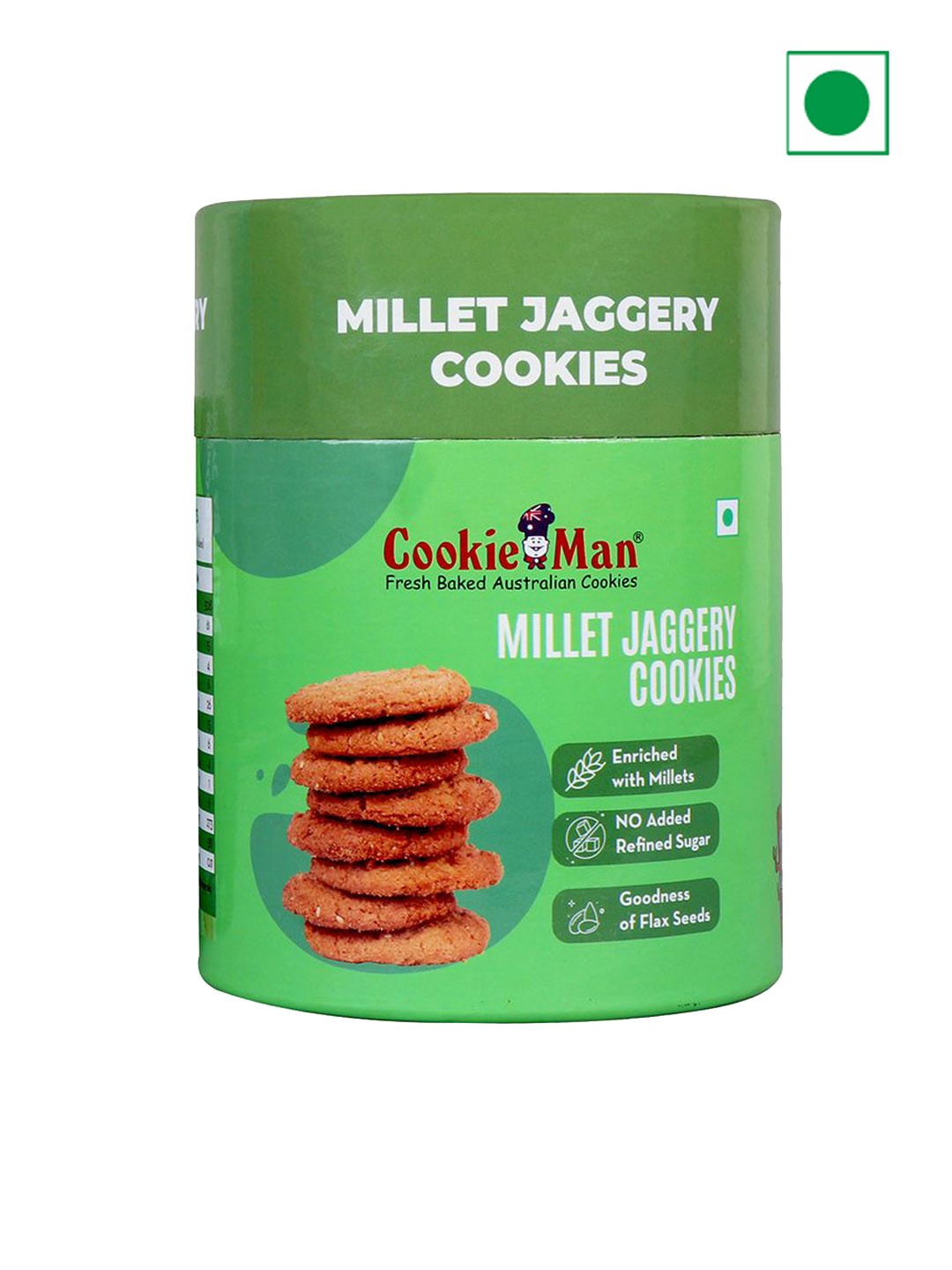 

Cookieman Millet Jaggery Cookies 200g, Green