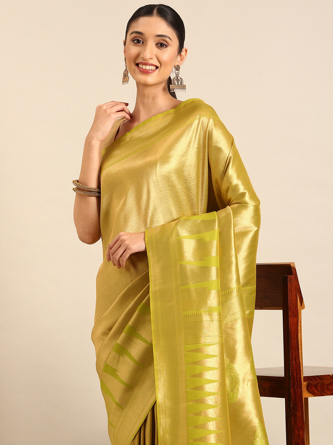 

Mitera Woven Design Zari Saree, Green