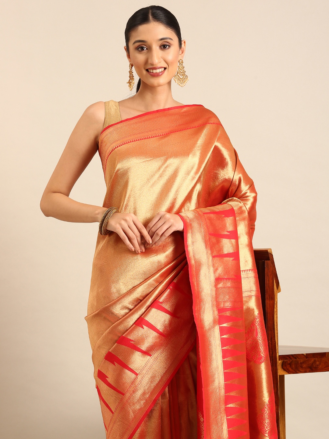 

Mitera Woven Design Zari Saree, Red