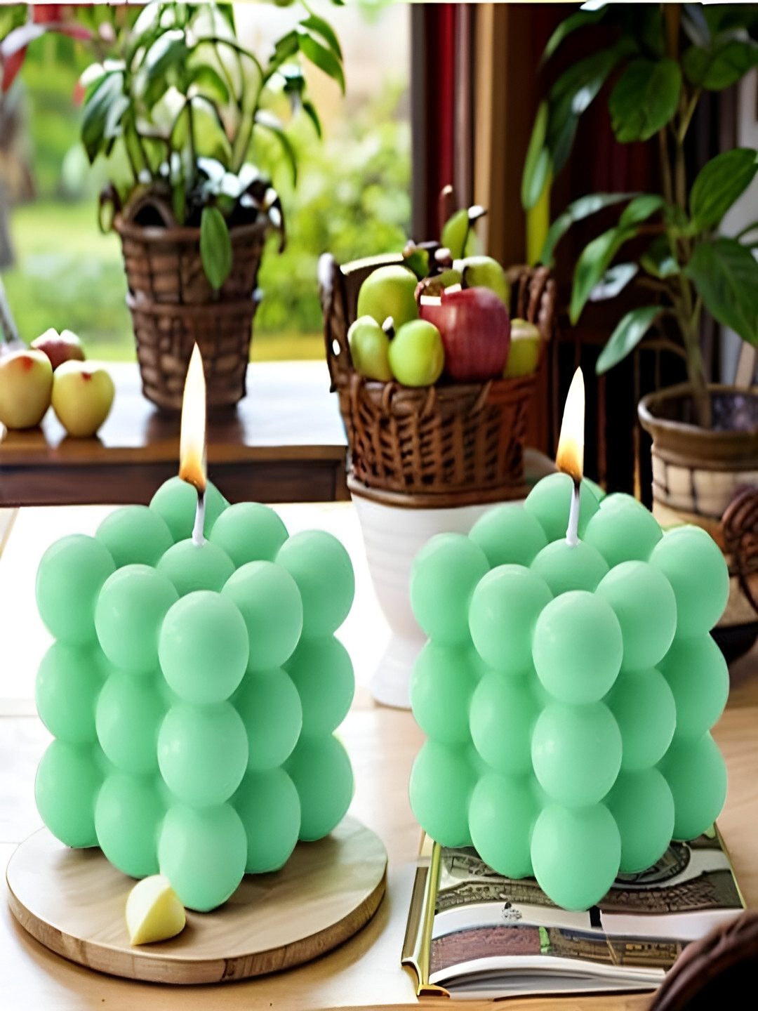 

PROKART Green 2 pieces Pillar Candle