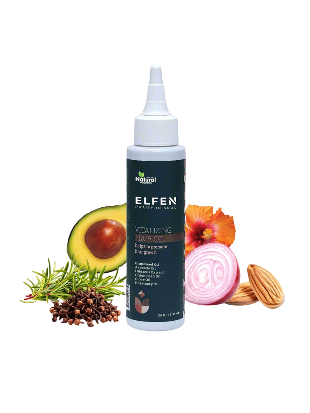 

ELFEN Vitalizing Hair Oil For Hair Growth With Onion Seed & Hibiscus Extract 100 ml, White