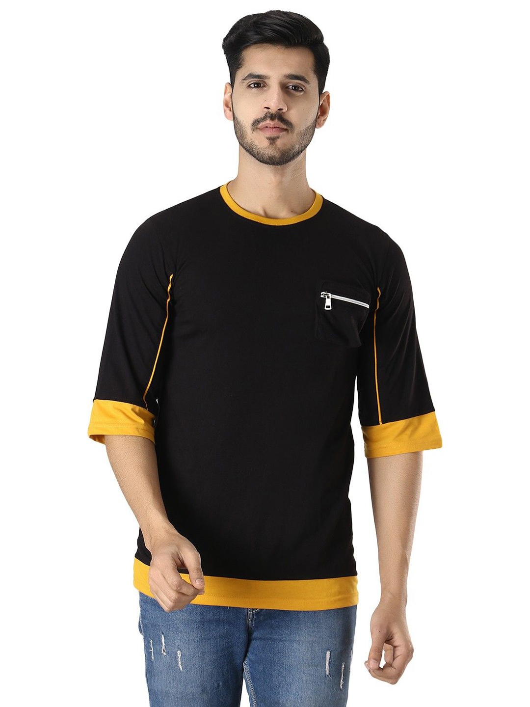 

Black Collection Men Solid Cotton Oversized T-shirt