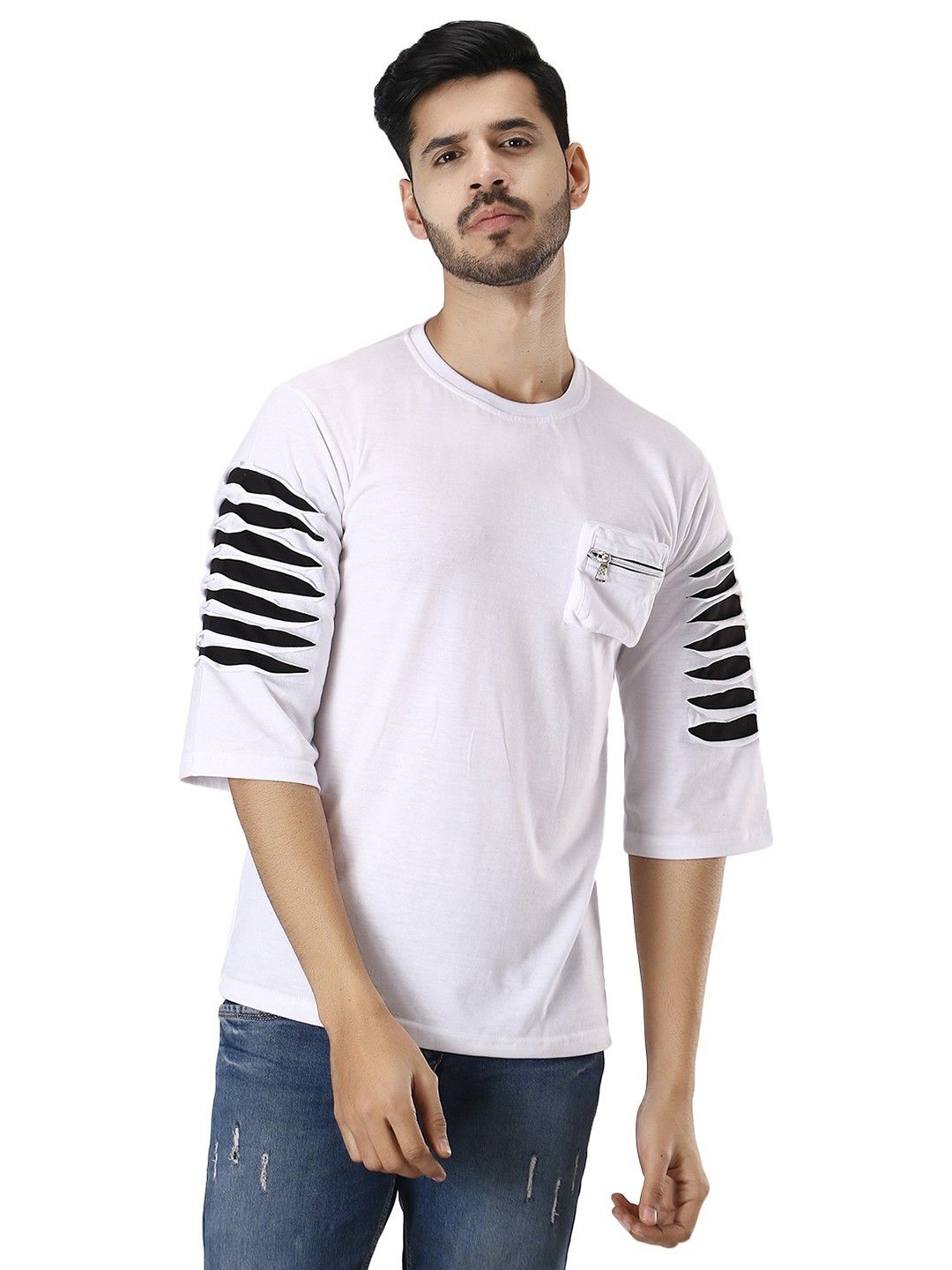

Black Collection Men Solid Oversized Cotton T-shirt, White