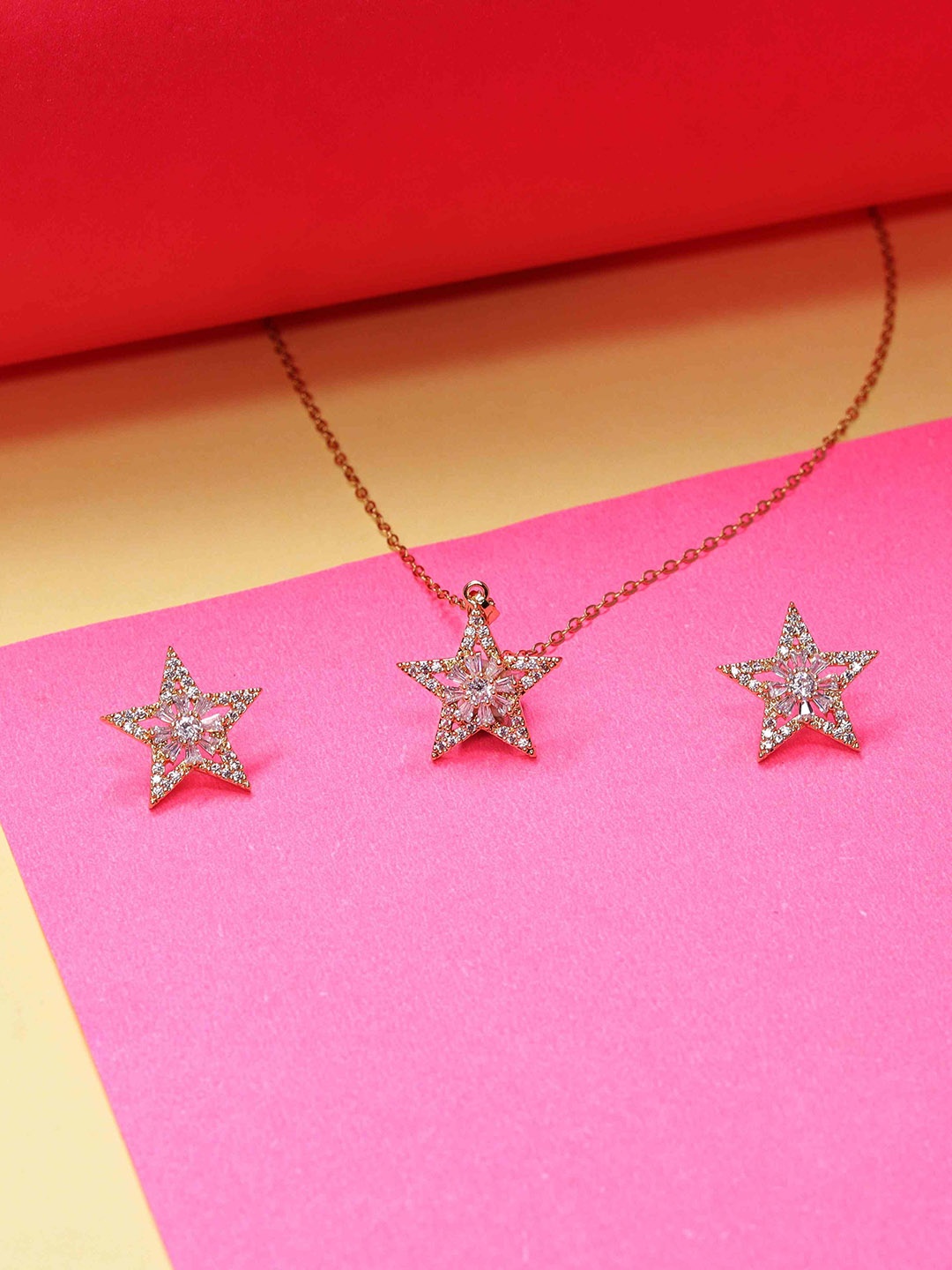 

GOLD CASH Gold-Plated Cubic Zirconia & Crystals Stone-Studded Anti-Tarnish Jewellery Set