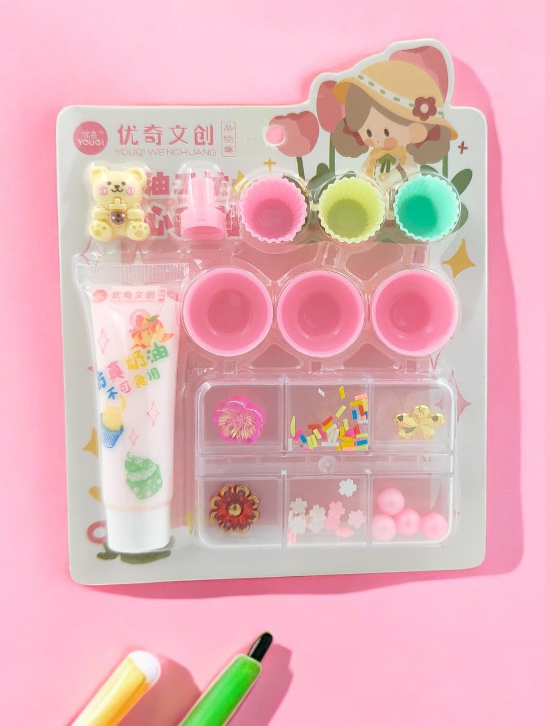 

Yellow Bee Girls Pink Cupcakes Themed DIY Resin Craft Kits