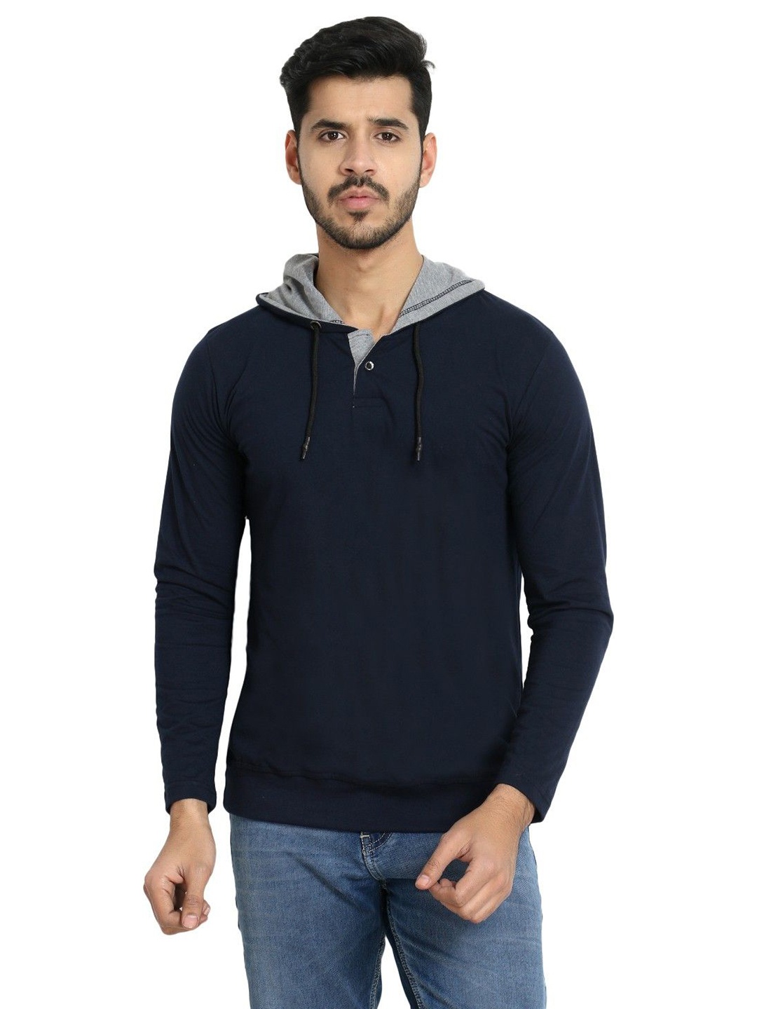 

Black Collection Men Solid Cotton T-shirt, Navy blue