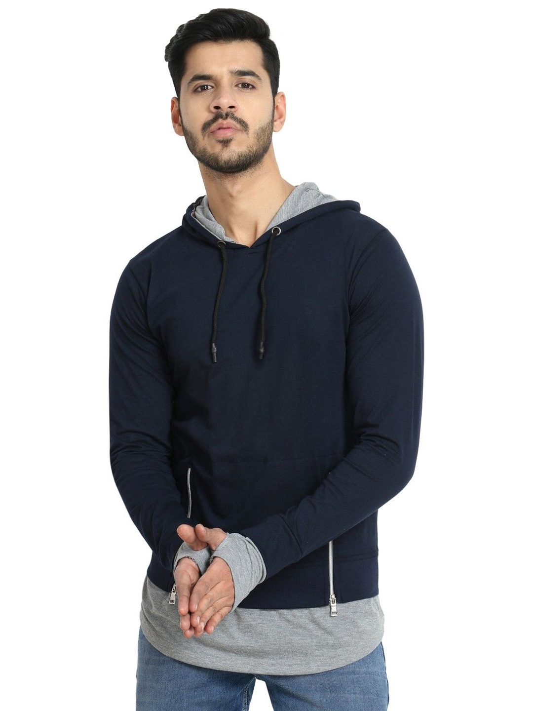 

Black Collection Men Solid Cotton T-shirt, Navy blue