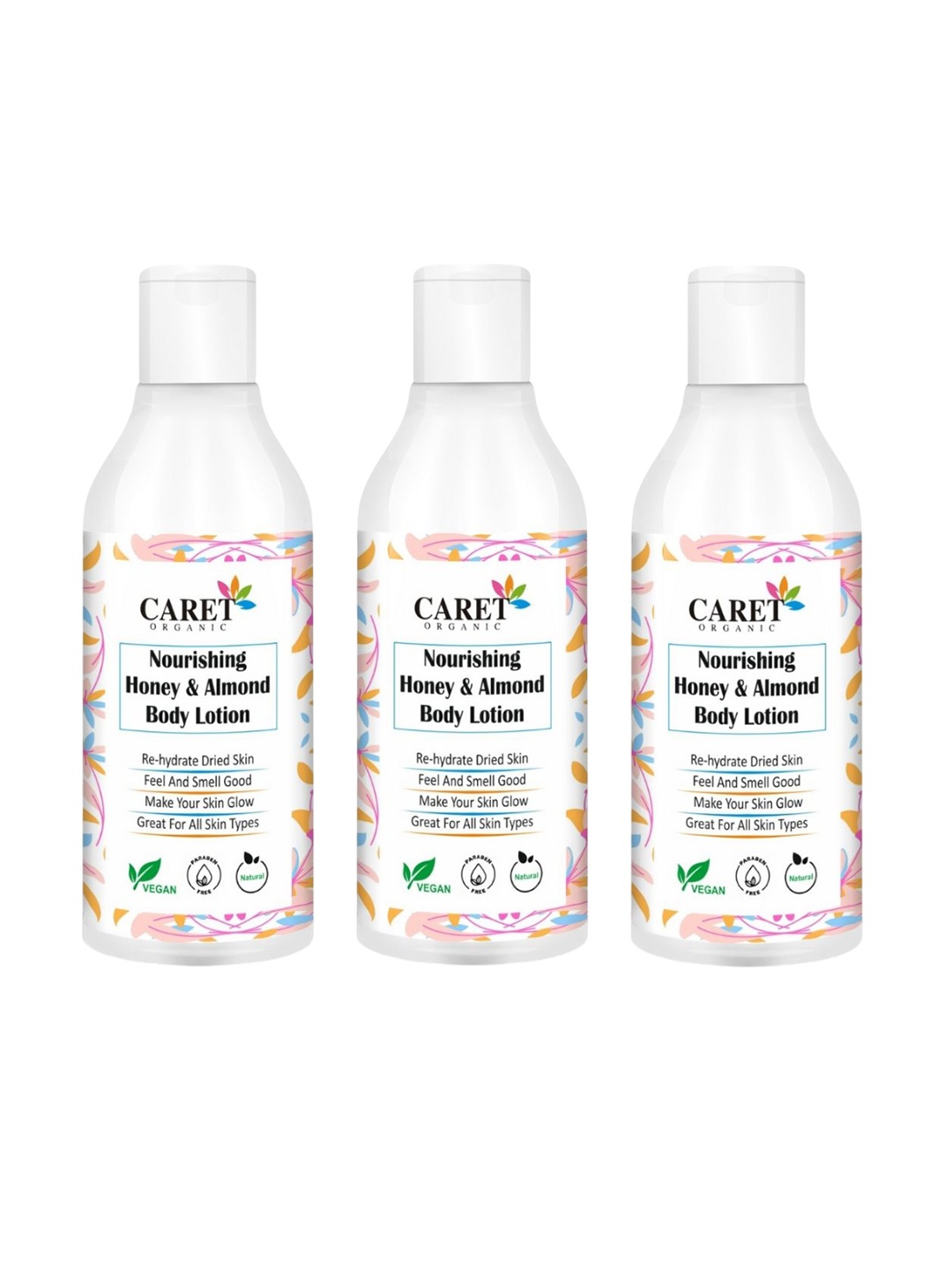 

CARET ORGANIC Set Of 3 Deep Nourishing Honey & Almond Body Lotion - 250 ml Each, White