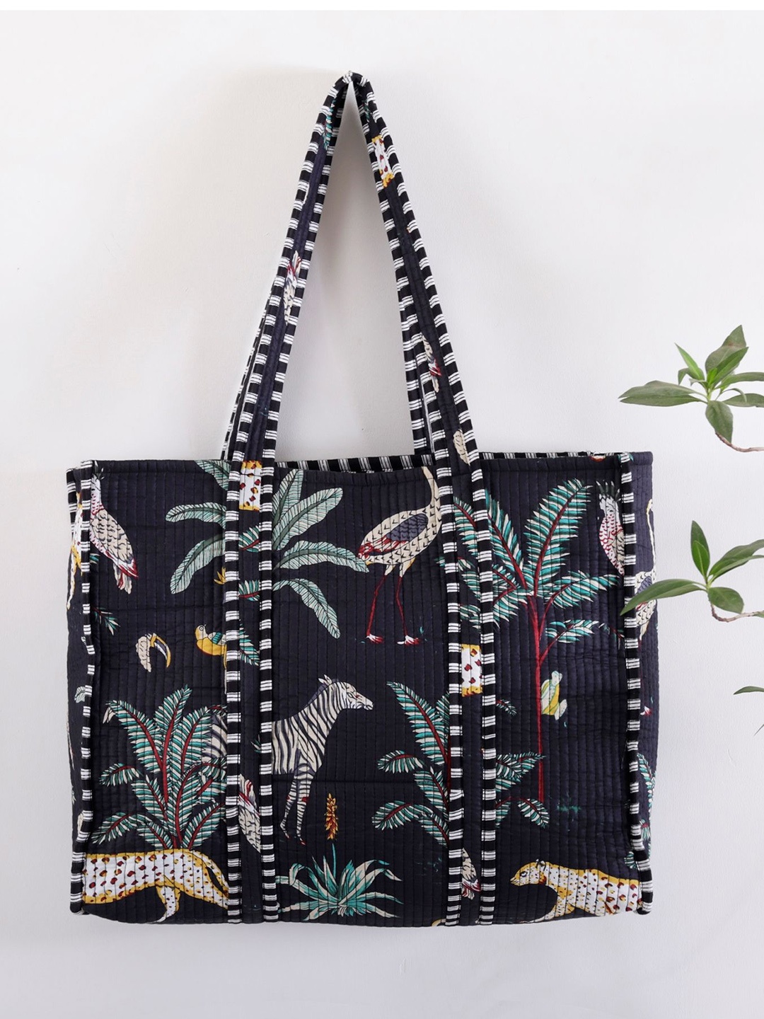 

HANDICRAFT PALACE Women Graphic Printed Shopper Pure Cotton Tote Bag, Black