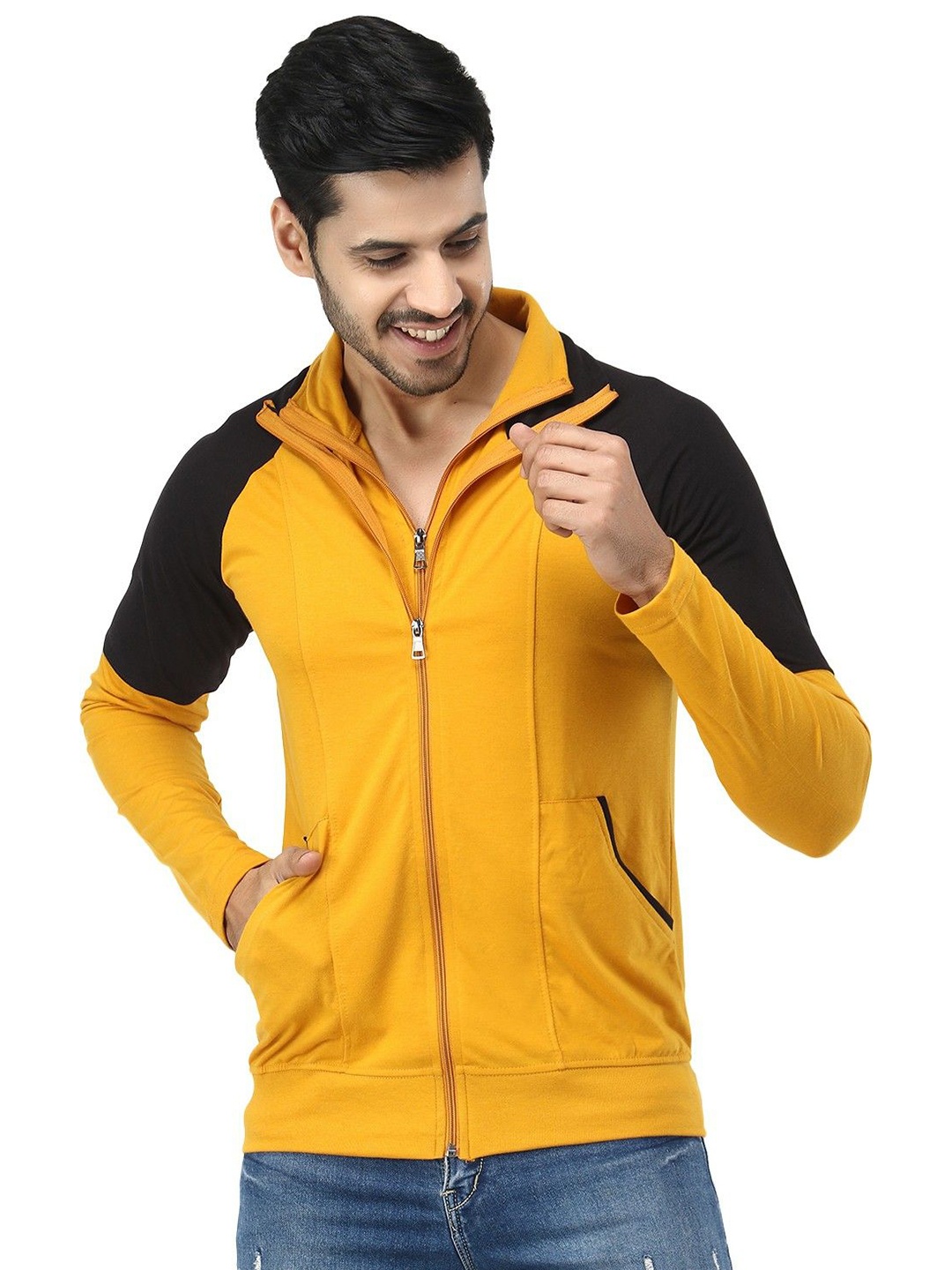 

Black Collection Men Colourblocked Cotton T-shirt, Mustard