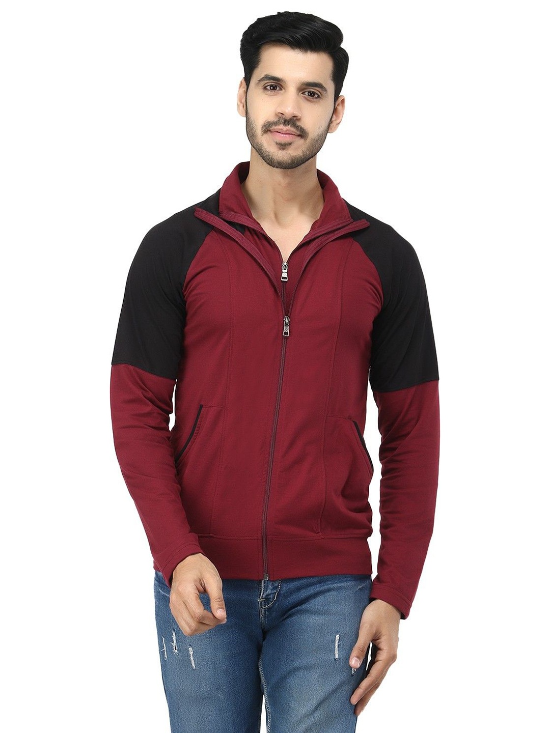 

Black Collection Men Colourblocked Cotton T-shirt, Maroon