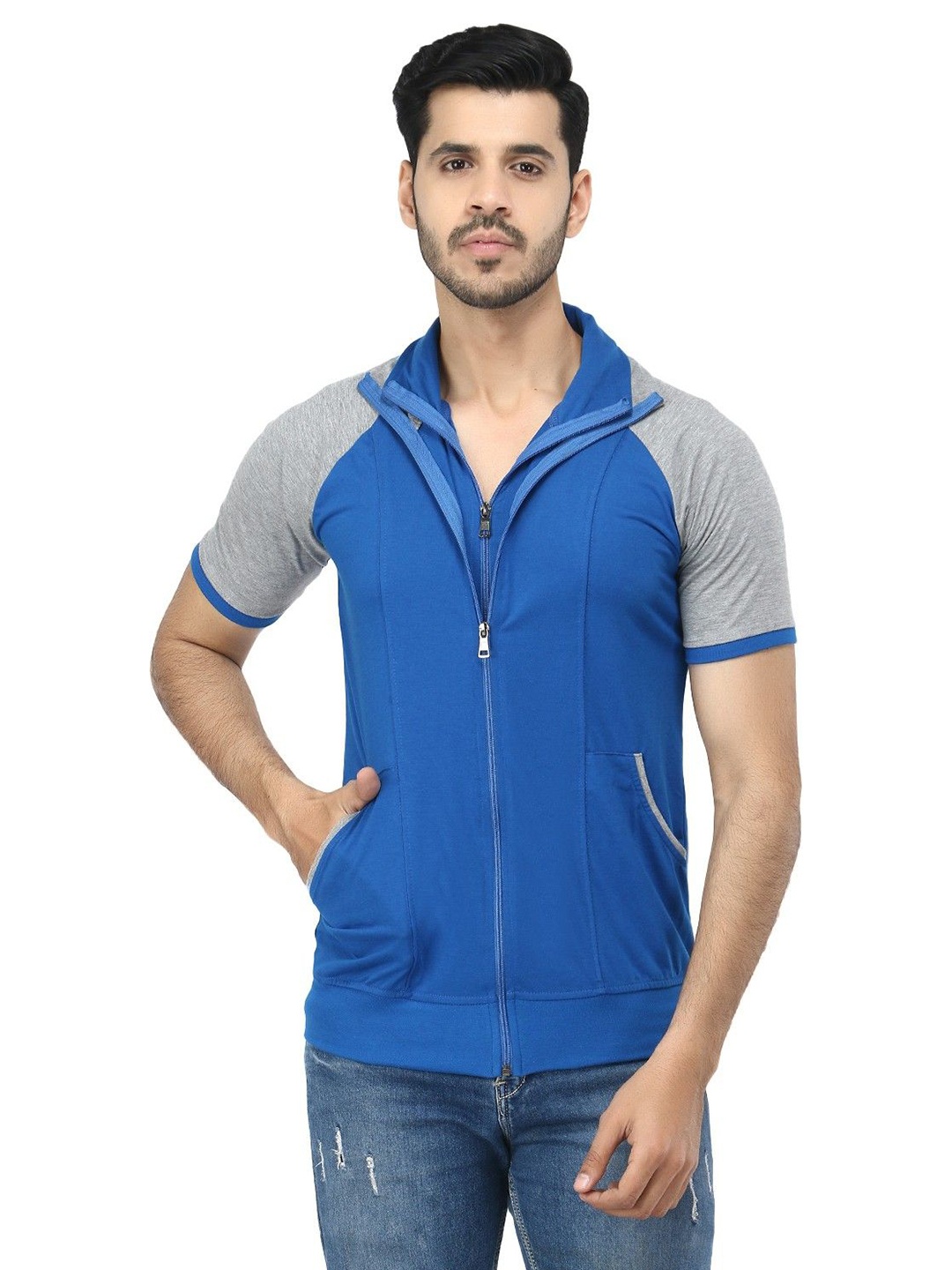 

Black Collection Men Colourblocked Cotton T-shirt, Blue