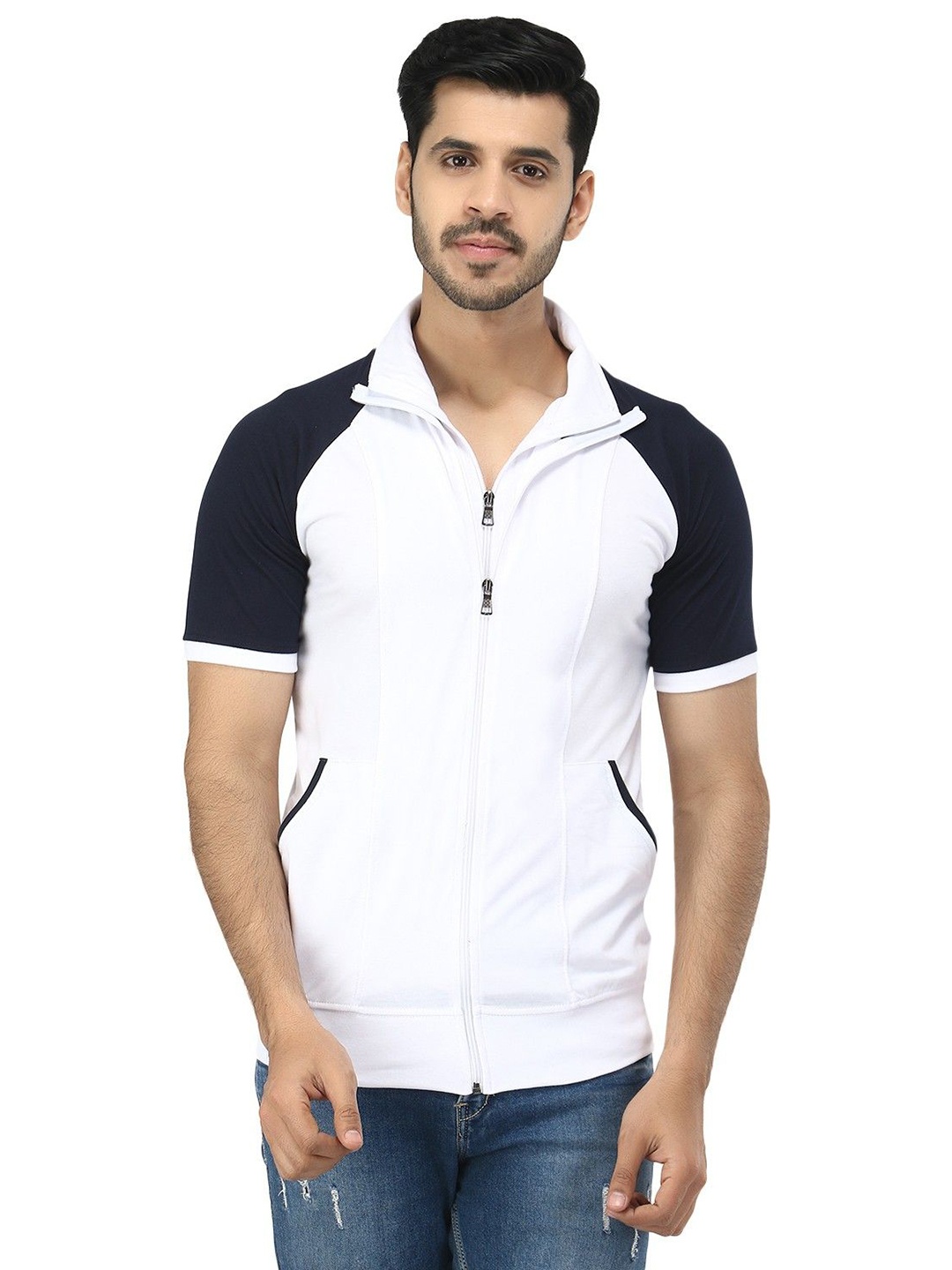 

Black Collection Men Colourblocked Cotton T-shirt, White