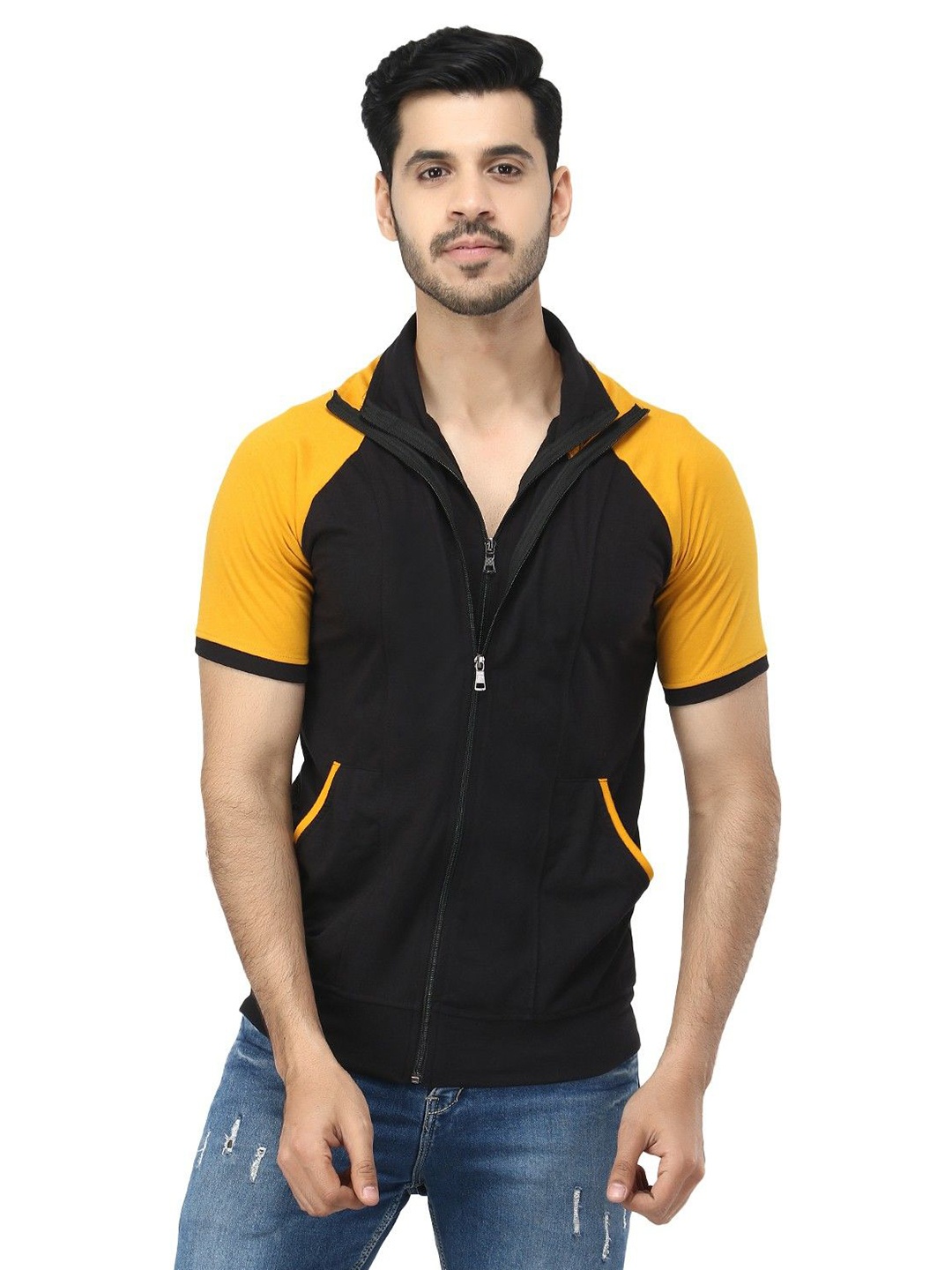 

Black Collection Men Colourblocked Cotton T-shirt