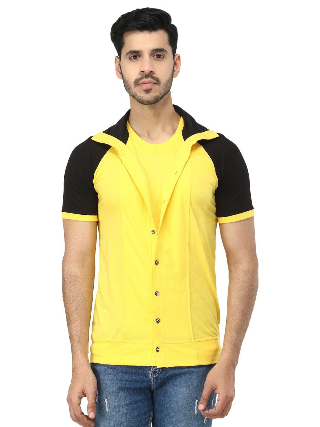 

Black Collection Men Colourblocked Sweatshirt, Yellow