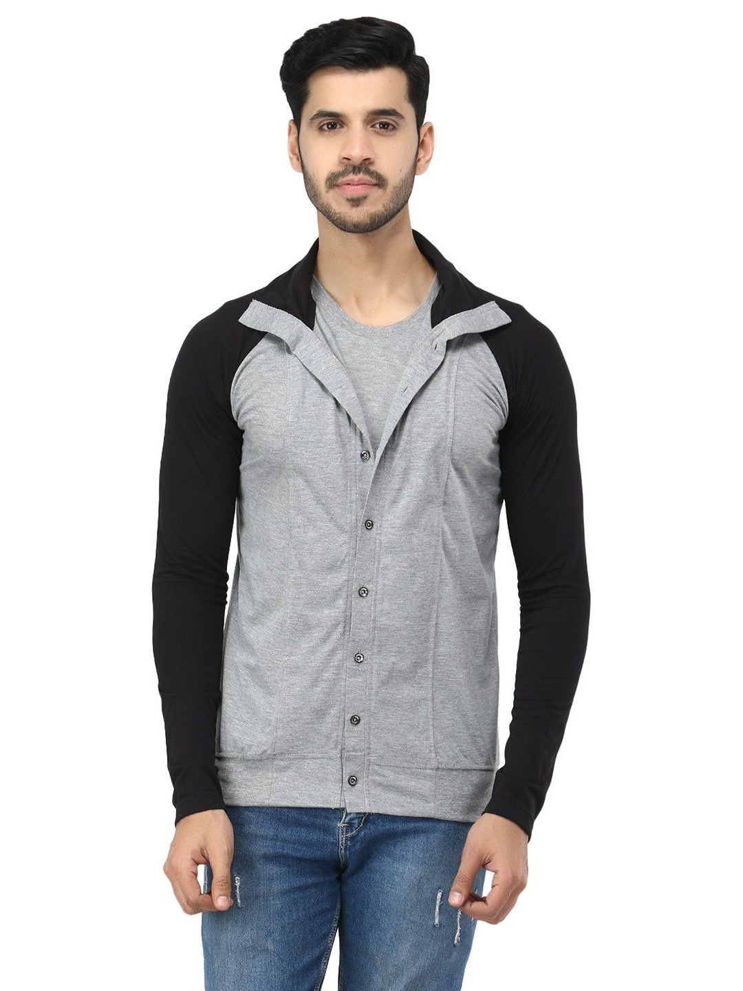 

Black Collection Men Colourblocked Sweatshirt, Grey