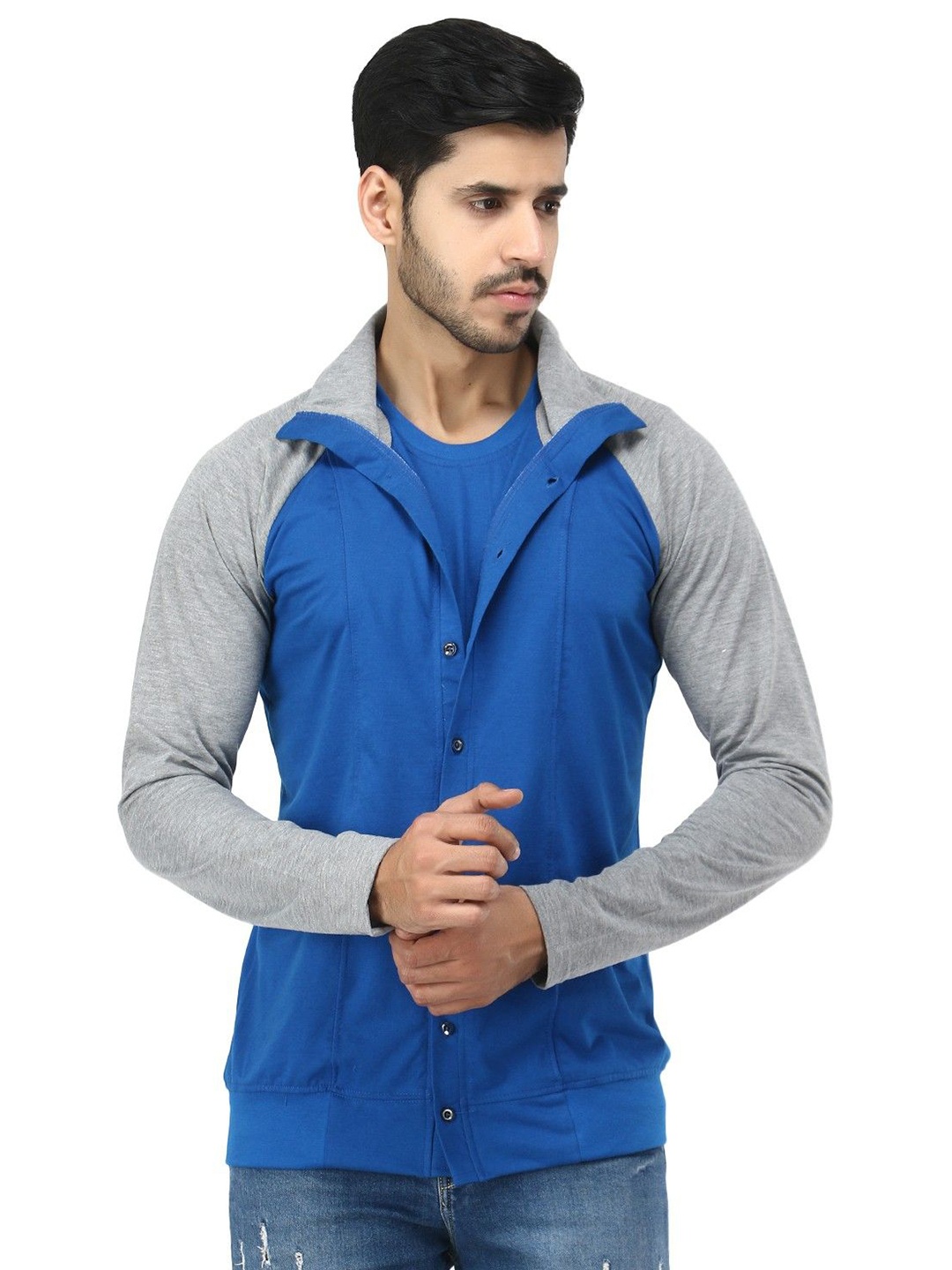 

Black Collection Men Colourblocked Sweatshirts, Blue