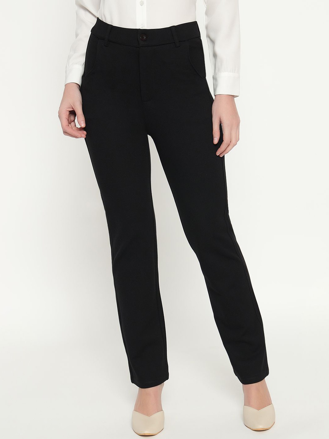 

POSE CASUALS Women Mid-Rise Trousers, Black