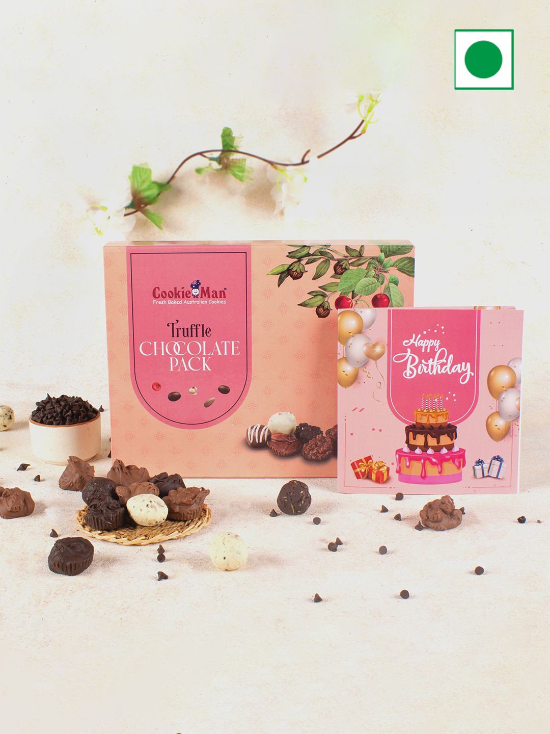 

Cookieman Happy Birthday Truffle Chocolate Gift Pack, Pink