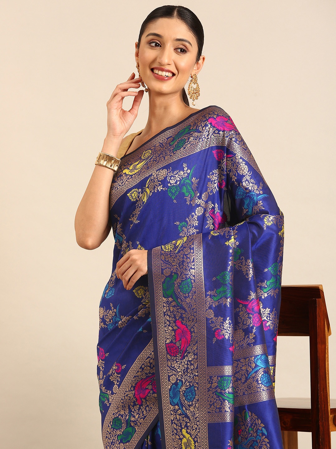 

Mitera Woven Design Zari Banarasi Saree, Blue