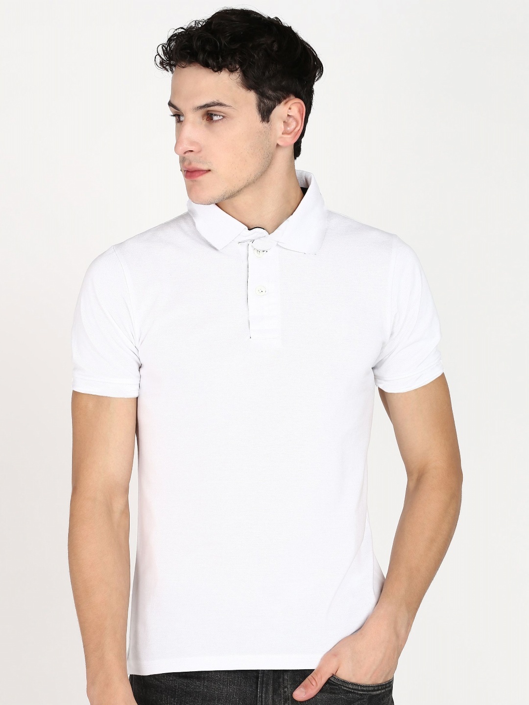 

Moda Rapido Men Solid Polo Collar Cotton Slim Fit T-shirt, White