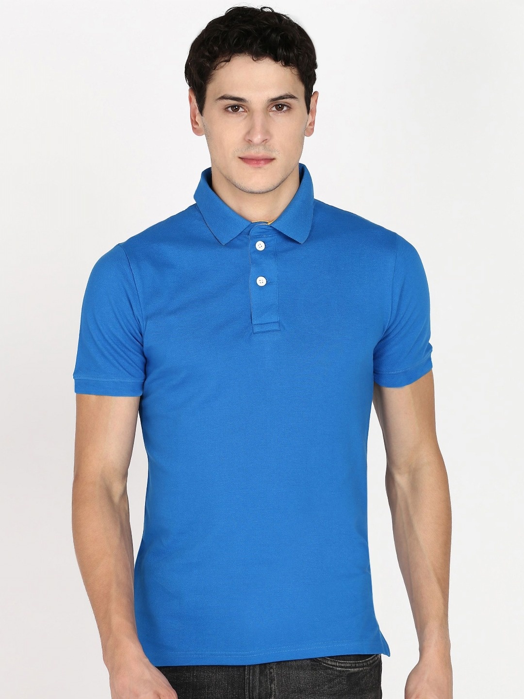 

Moda Rapido Men Solid Polo Collar Cotton Slim Fit T-shirt, Blue