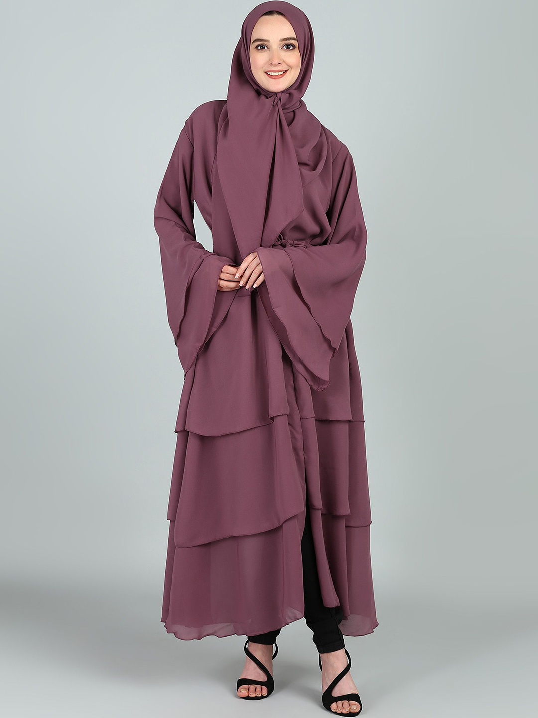 

BROKE BRAND Women Solid Long Sleeves Abaya Burqa, Pink
