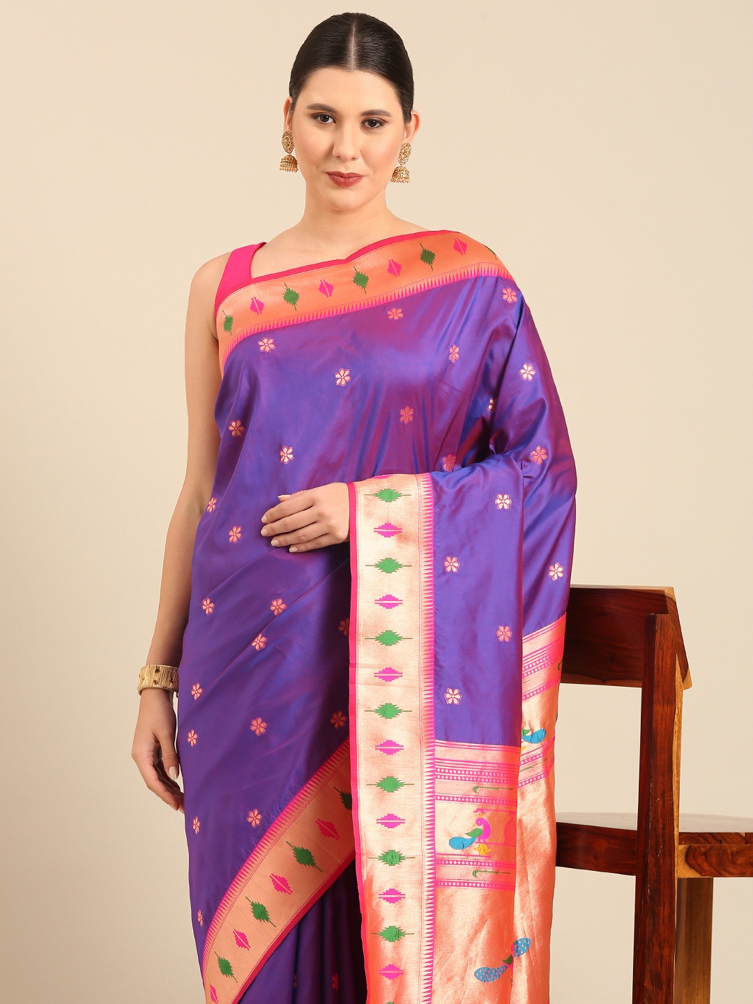 

Mitera Woven Design Zari Paithani Saree, Purple