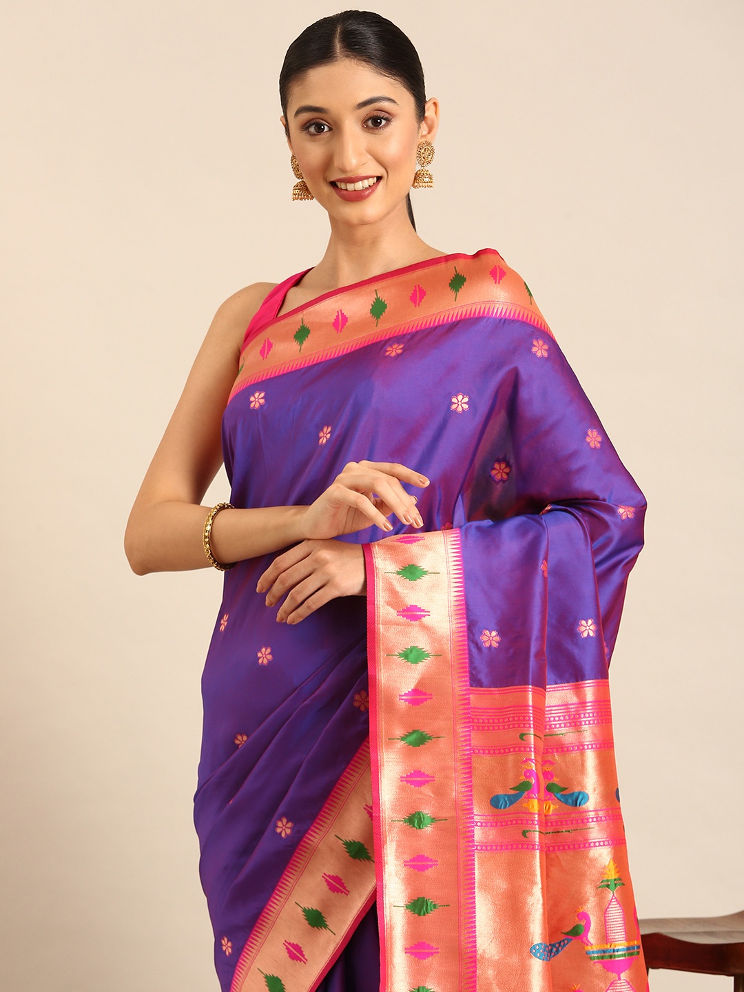 

Mitera Woven Design Zari Paithani Saree, Purple