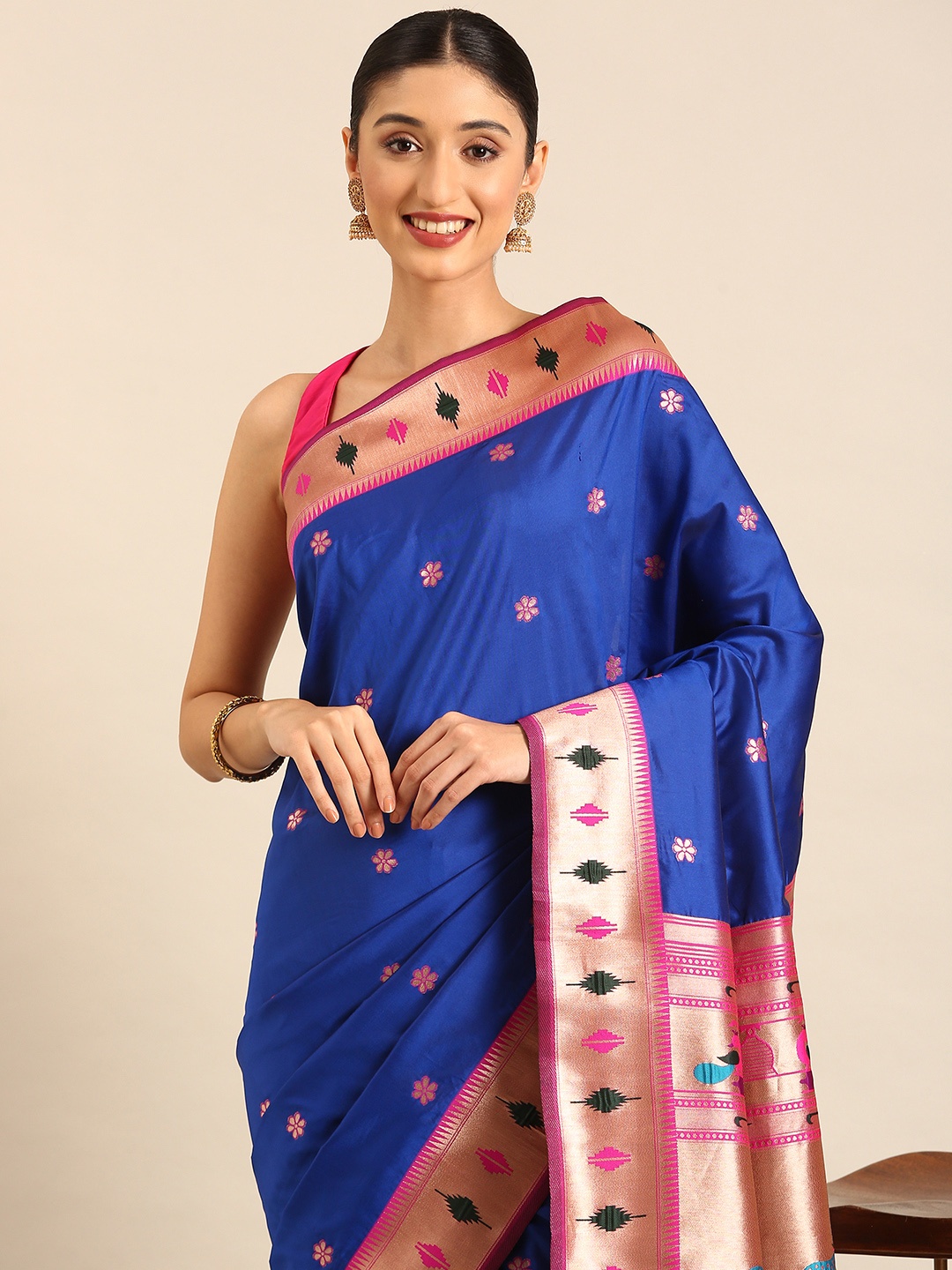 

Mitera Woven Design Zari Paithani Saree, Blue