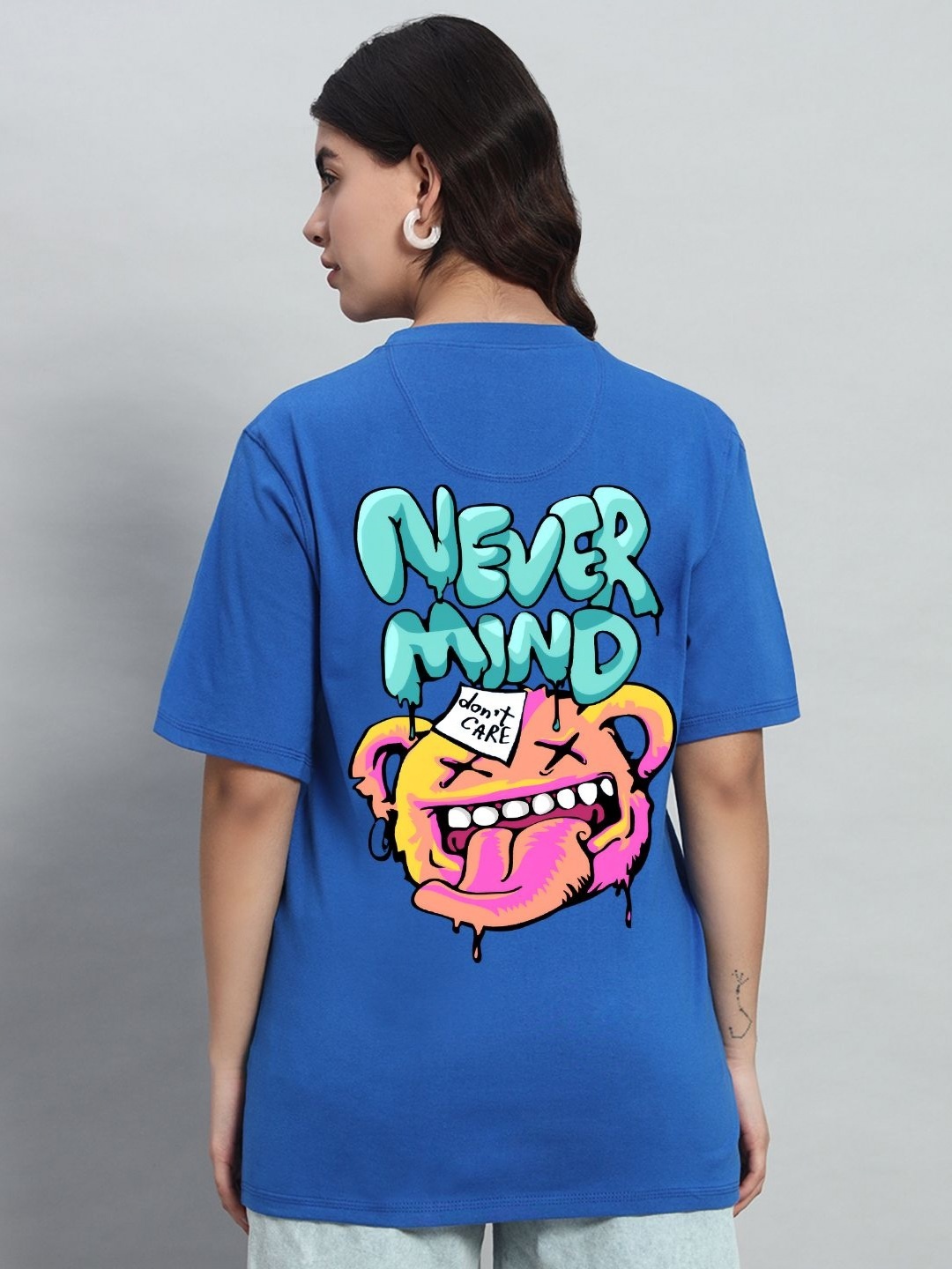

N1F FASHION Women Graphic Printed Round Neck Cotton Relaxed Fit T-shirt, Blue