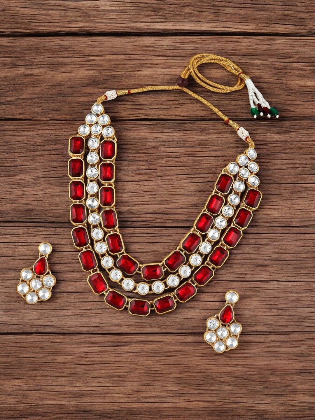 

Stefan Gold Plated Kundan Stone Studded Layered Jewellery Set