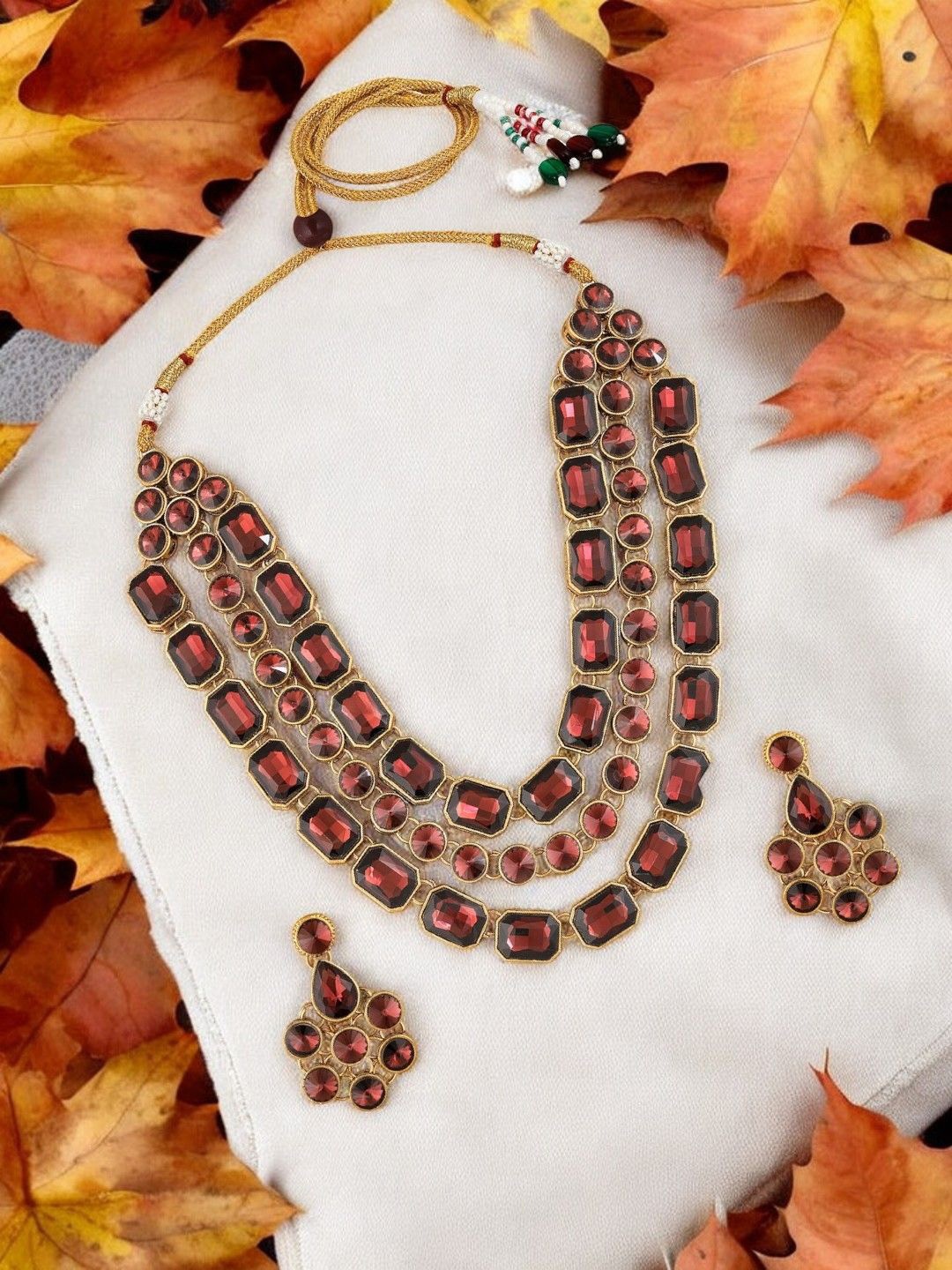 

Stefan Gold Plated Kundan Stone Studded Layered Jewellery Set