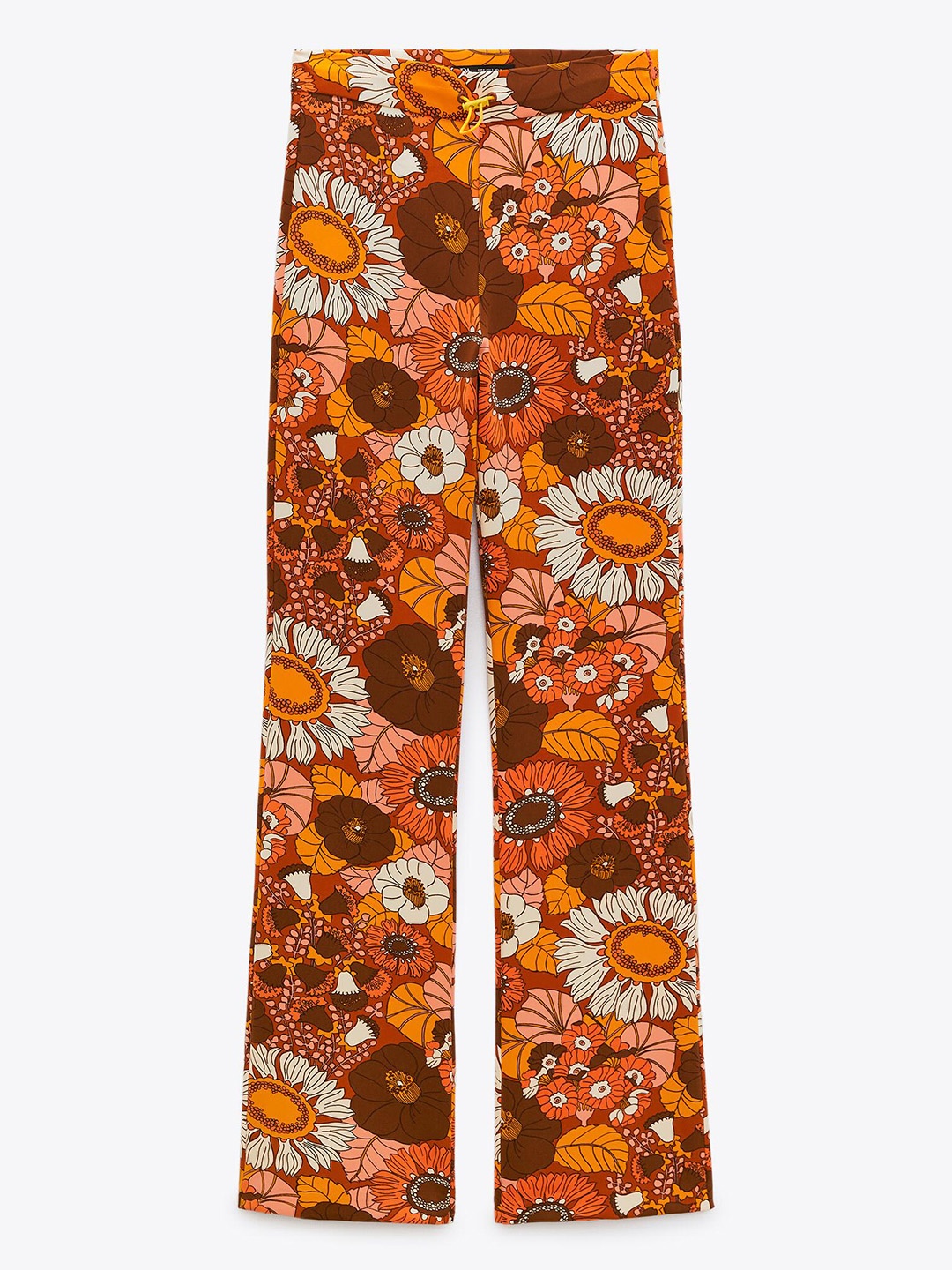 

ZARA Women Floral Printed Trousers, Orange